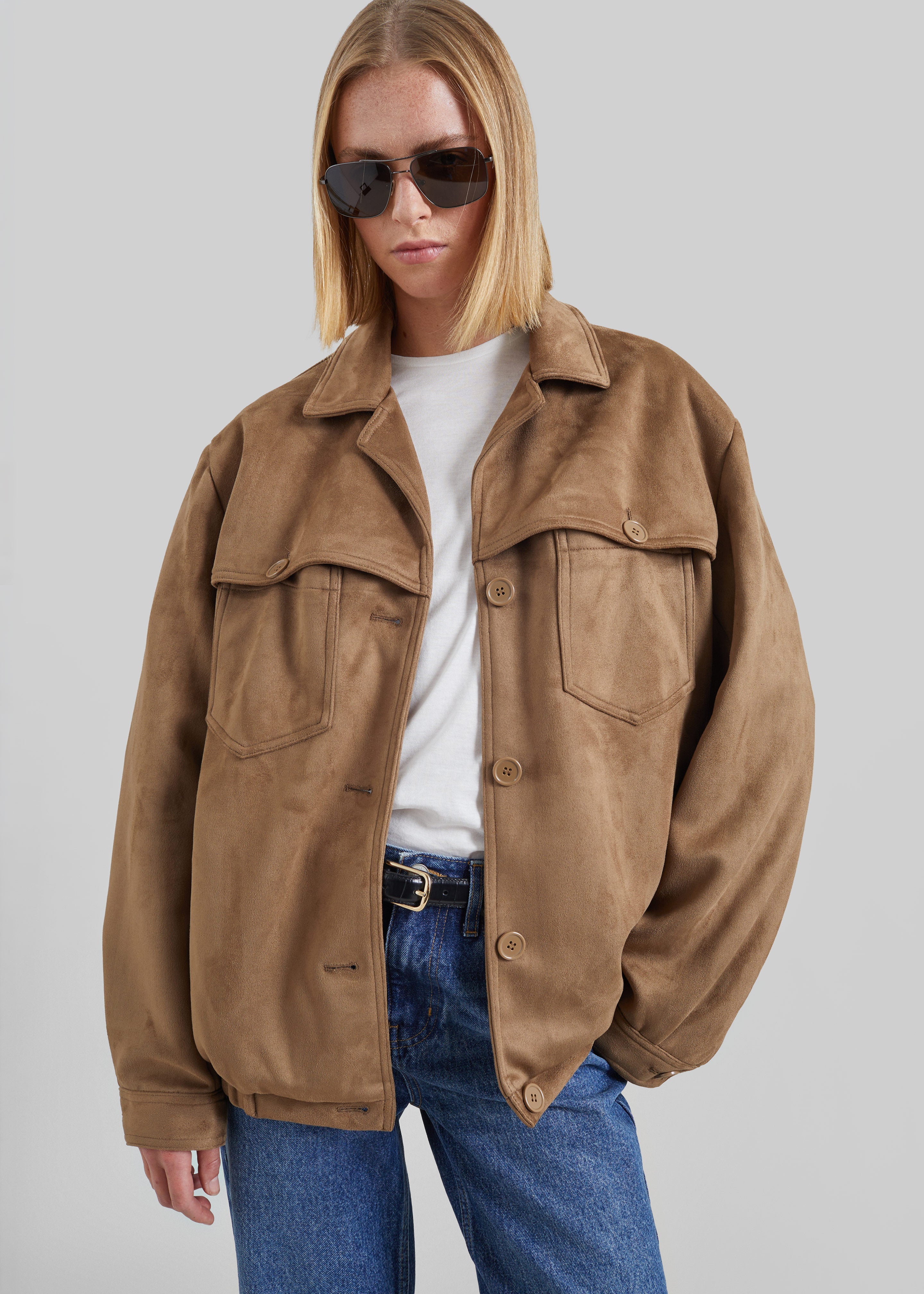 Hester Faux Suede Jacket - Camel
