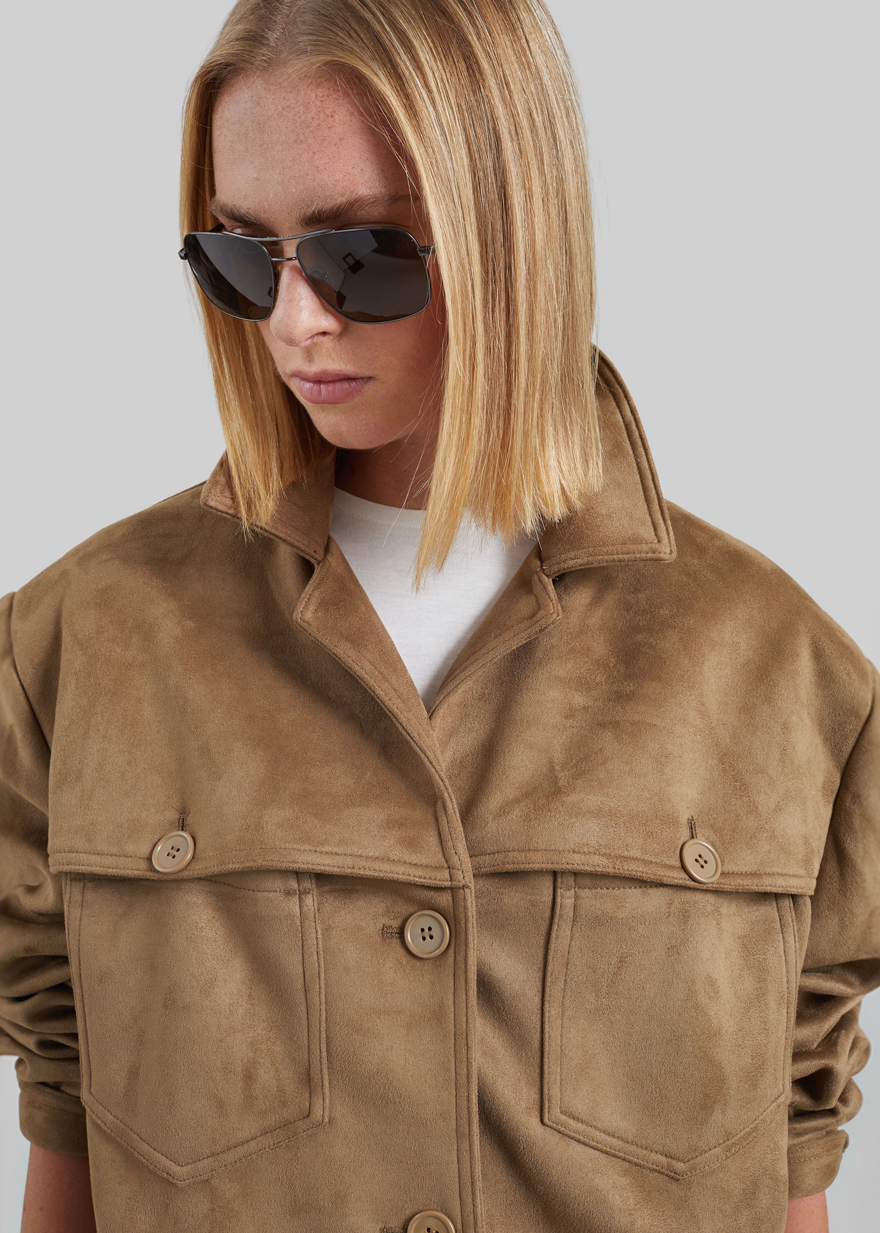 Hester Faux Suede Jacket - Camel