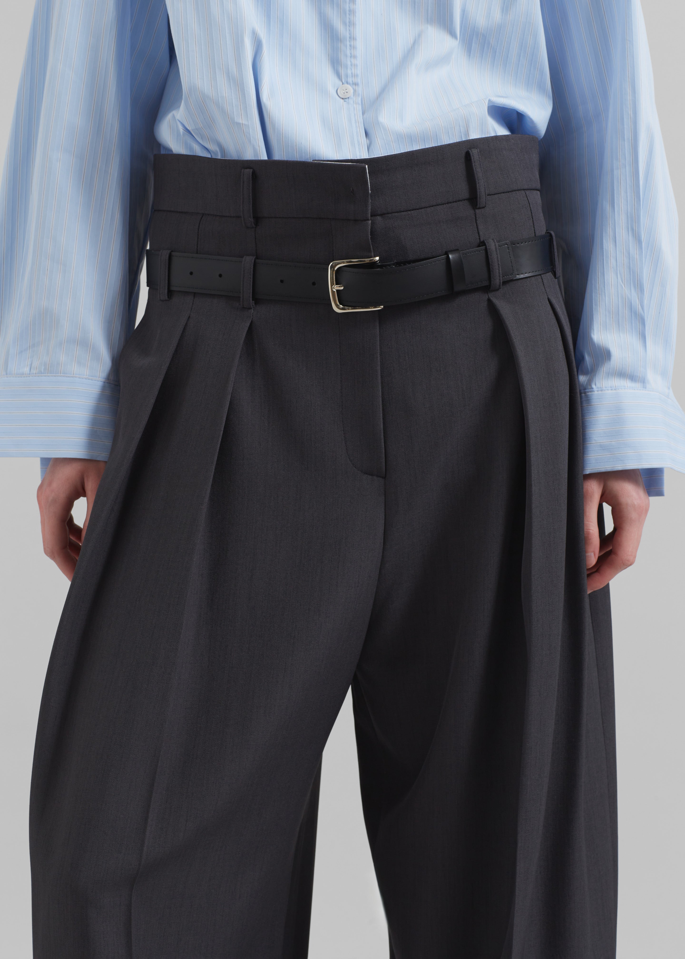 Hobart Double Belt Loop Trousers - Dark Grey