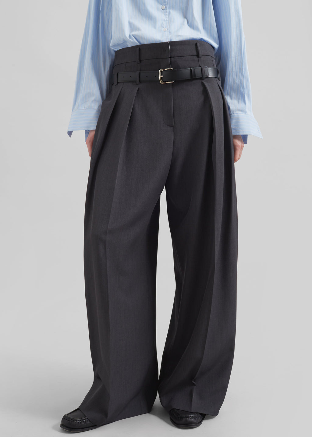 Hobart Double Belt Loop Trousers - Dark Grey