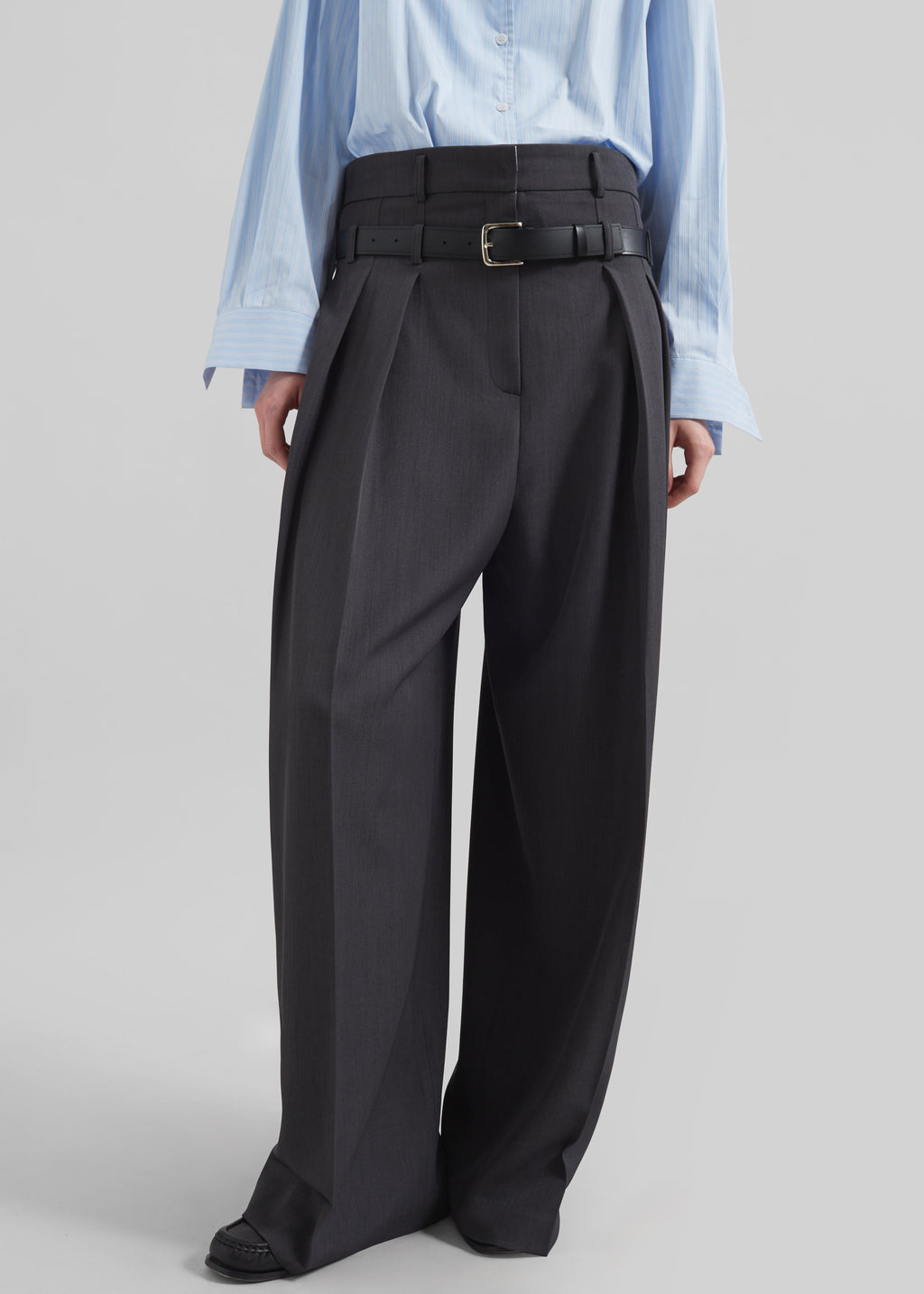 Hobart Double Belt Loop Trousers - Dark Grey