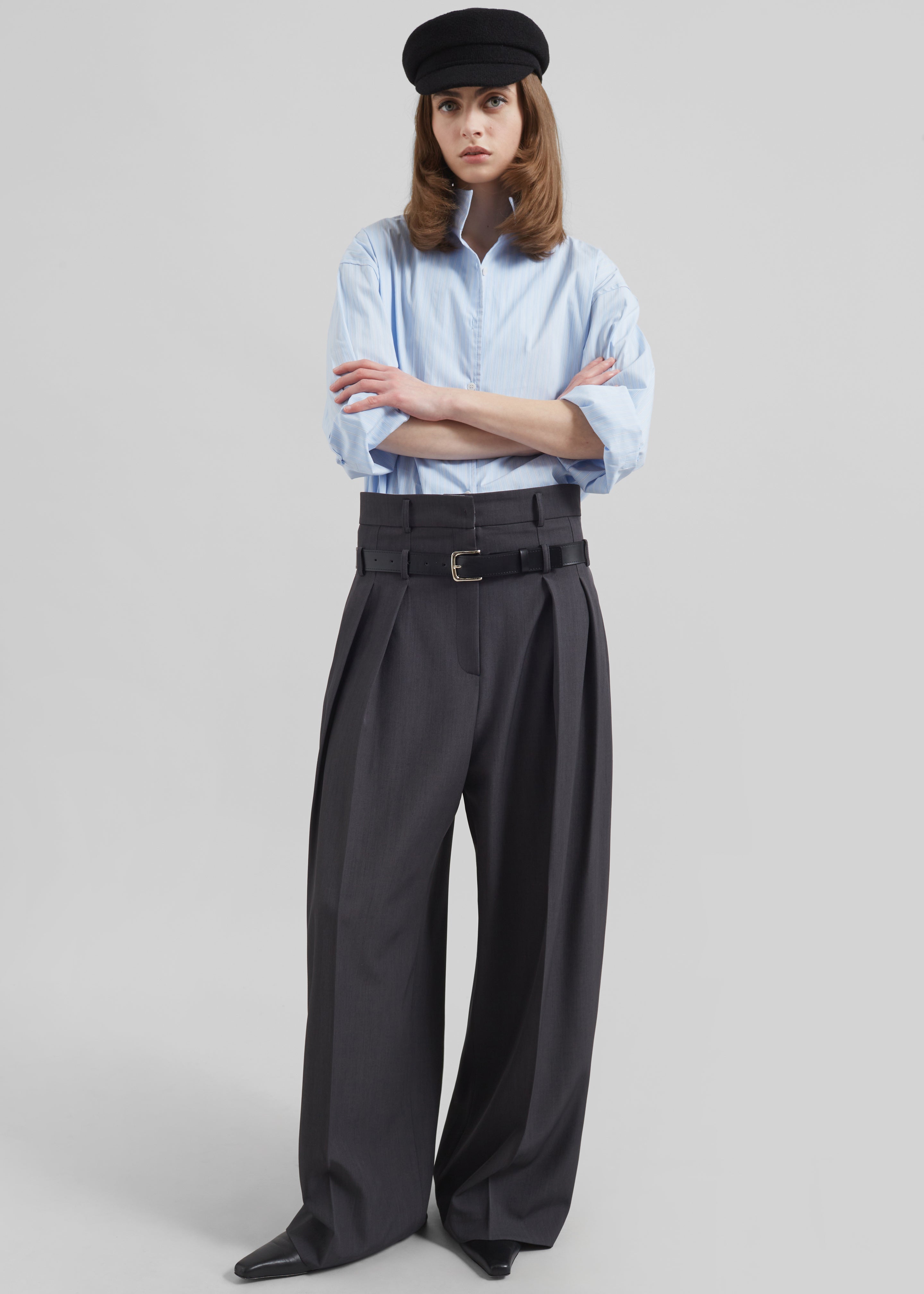 Hobart Double Belt Loop Trousers - Dark Grey