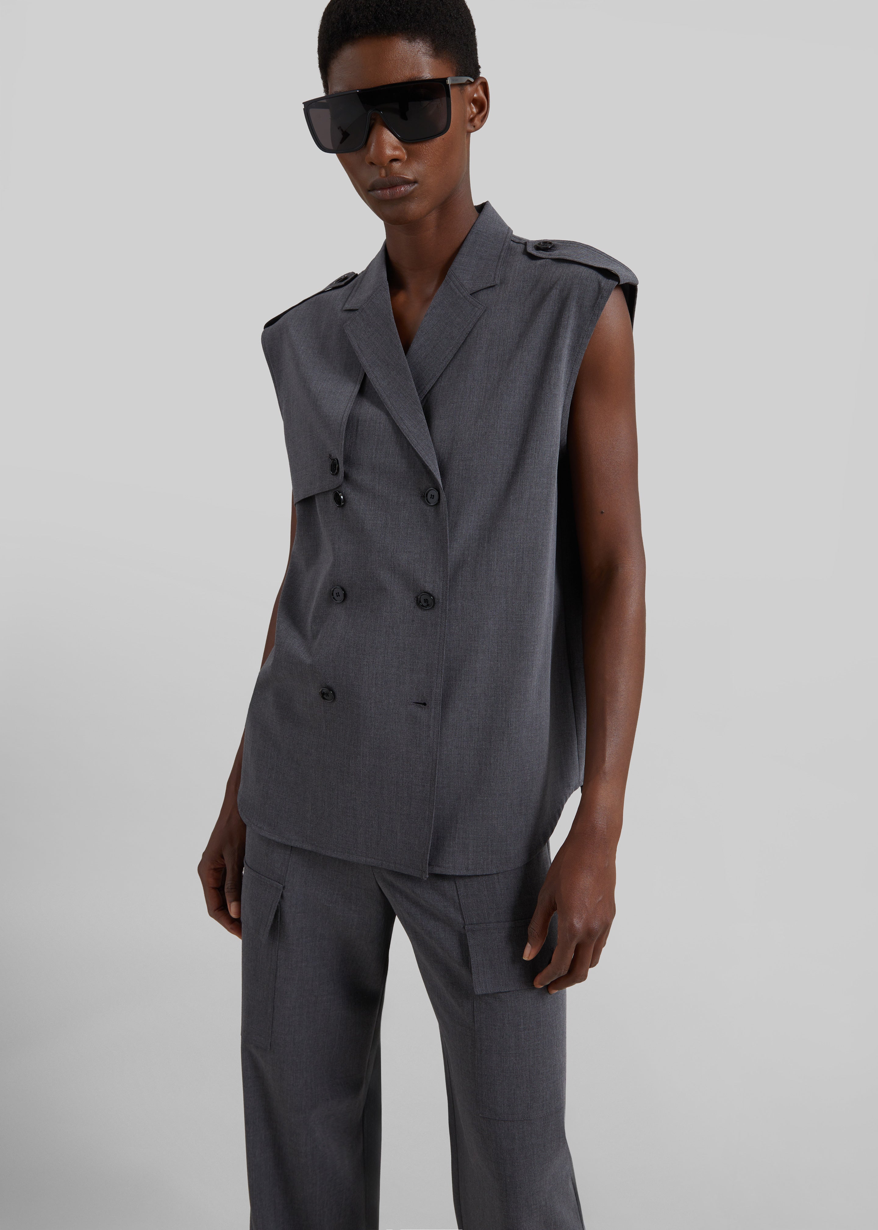 Holborn Double-Breasted Vest - Grey Melange