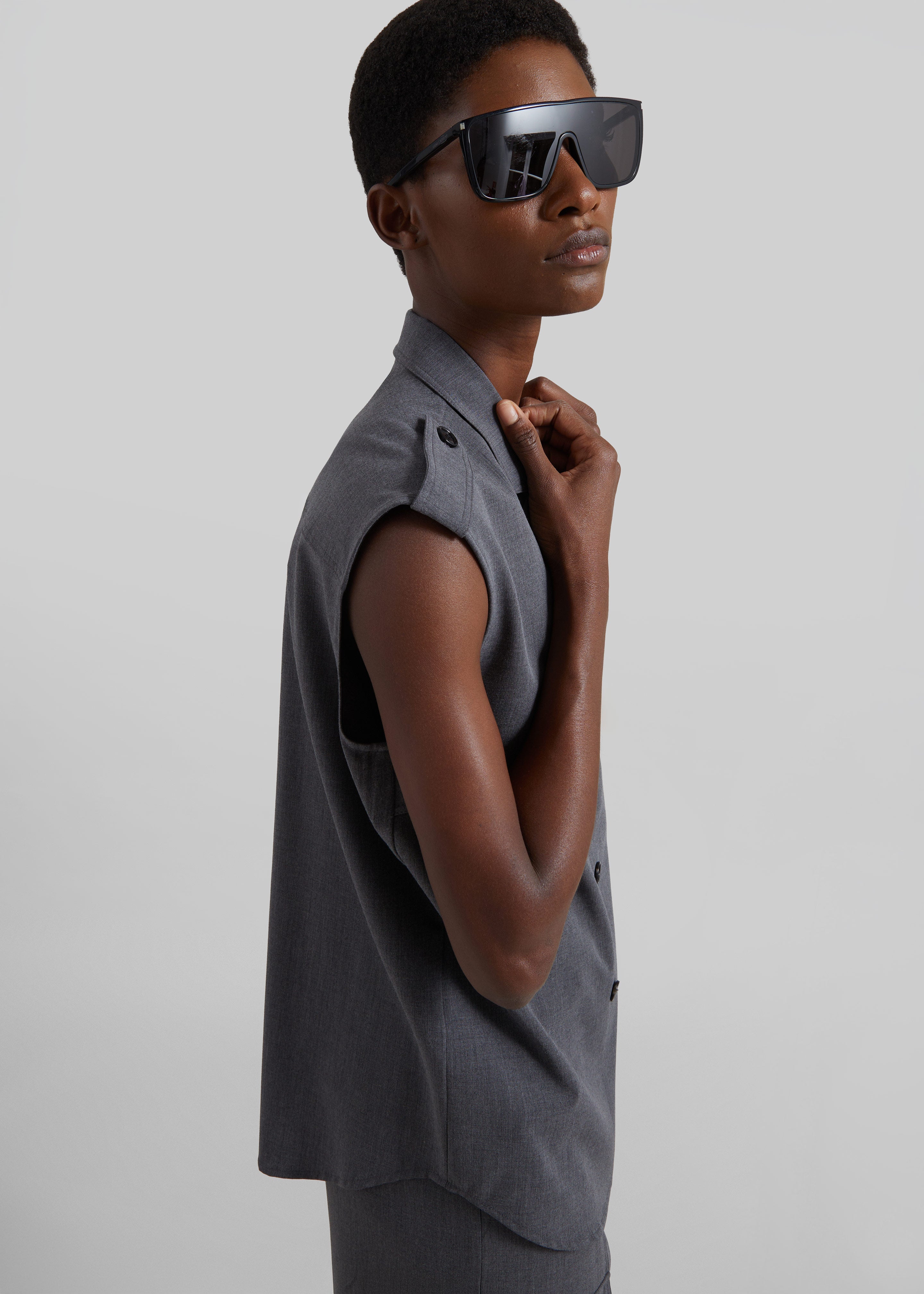 Holborn Double-Breasted Vest - Grey Melange