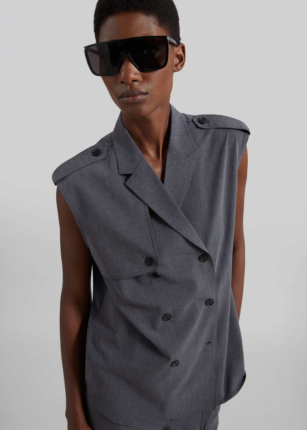 Holborn Double-Breasted Vest - Grey Melange
