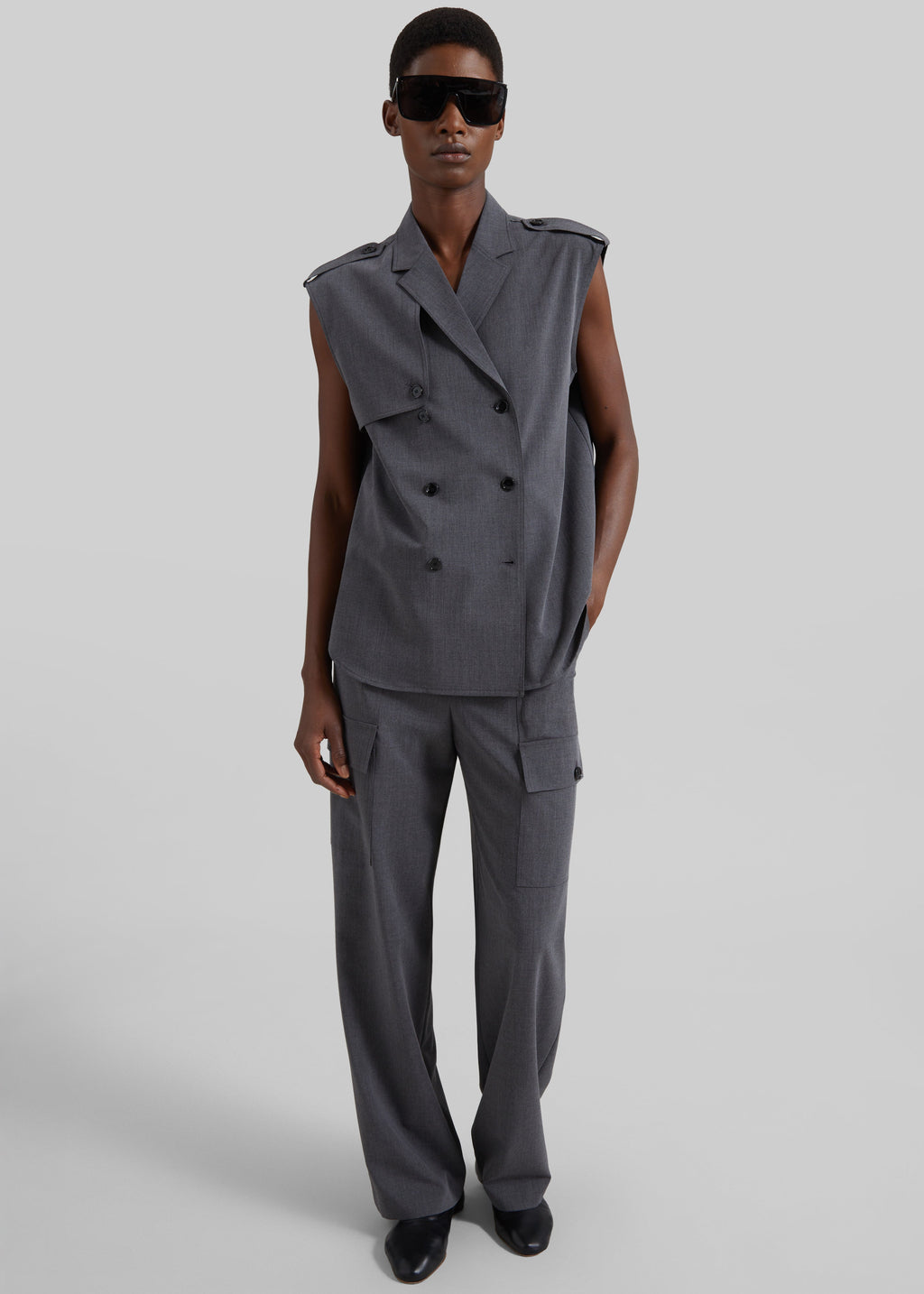 Holborn Double-Breasted Vest - Grey Melange
