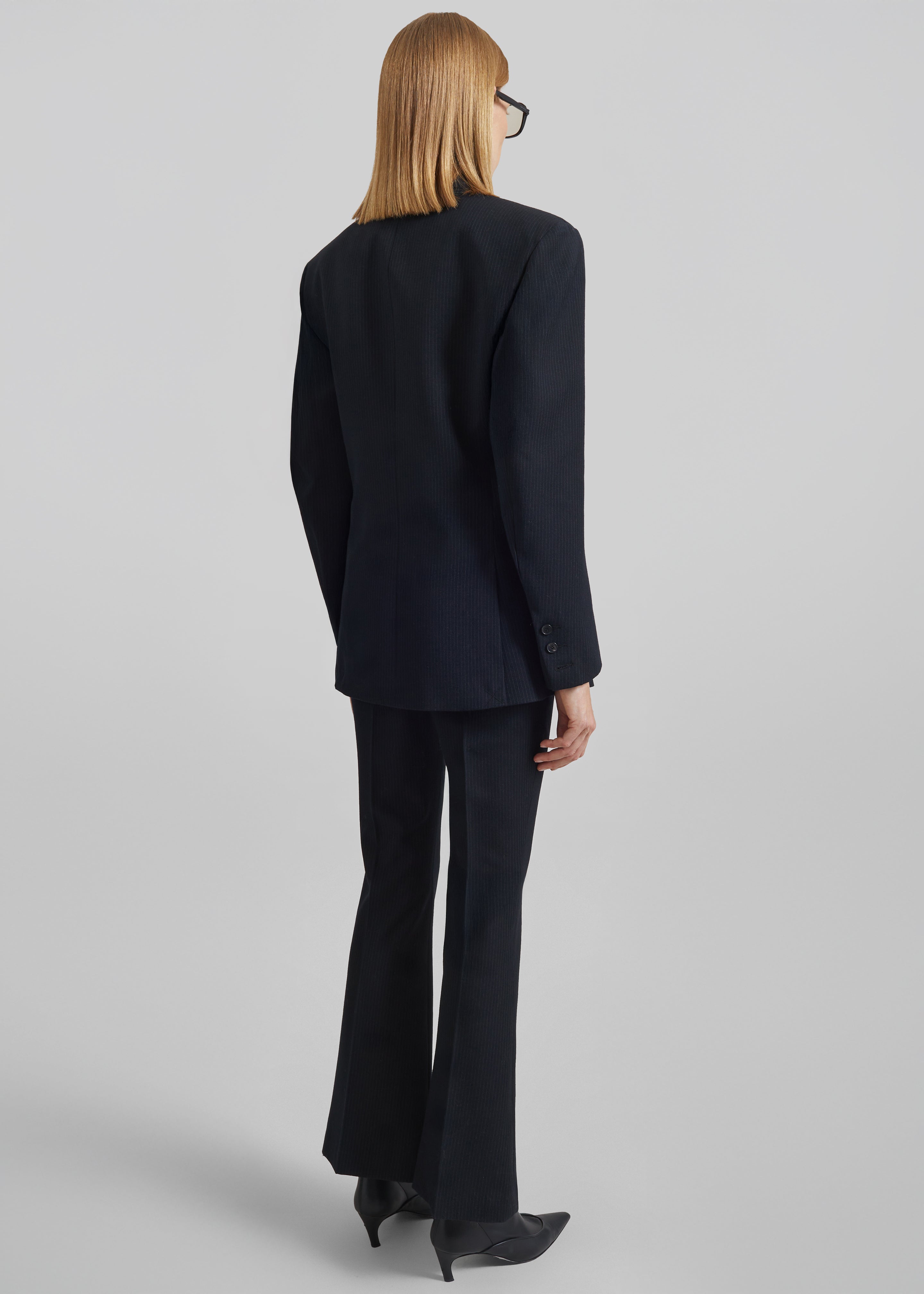 Jade Double-Breasted Blazer - Black/White Pinstripe