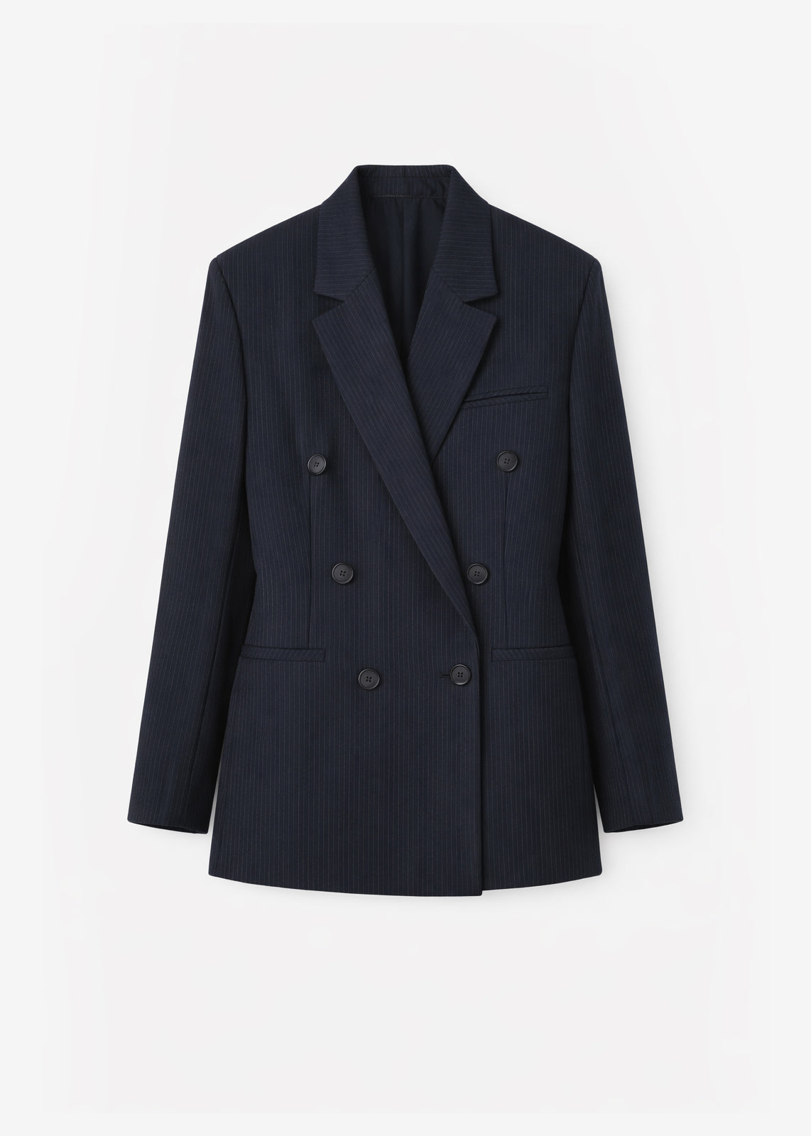 Jade Double-Breasted Blazer - Black/White Pinstripe