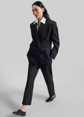 Jade Double-Breasted Blazer - Black/White Pinstripe