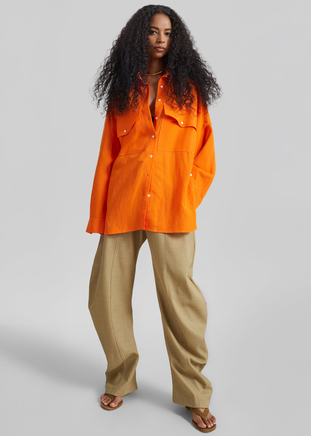 Keasden Barrel Leg Trousers - Camel