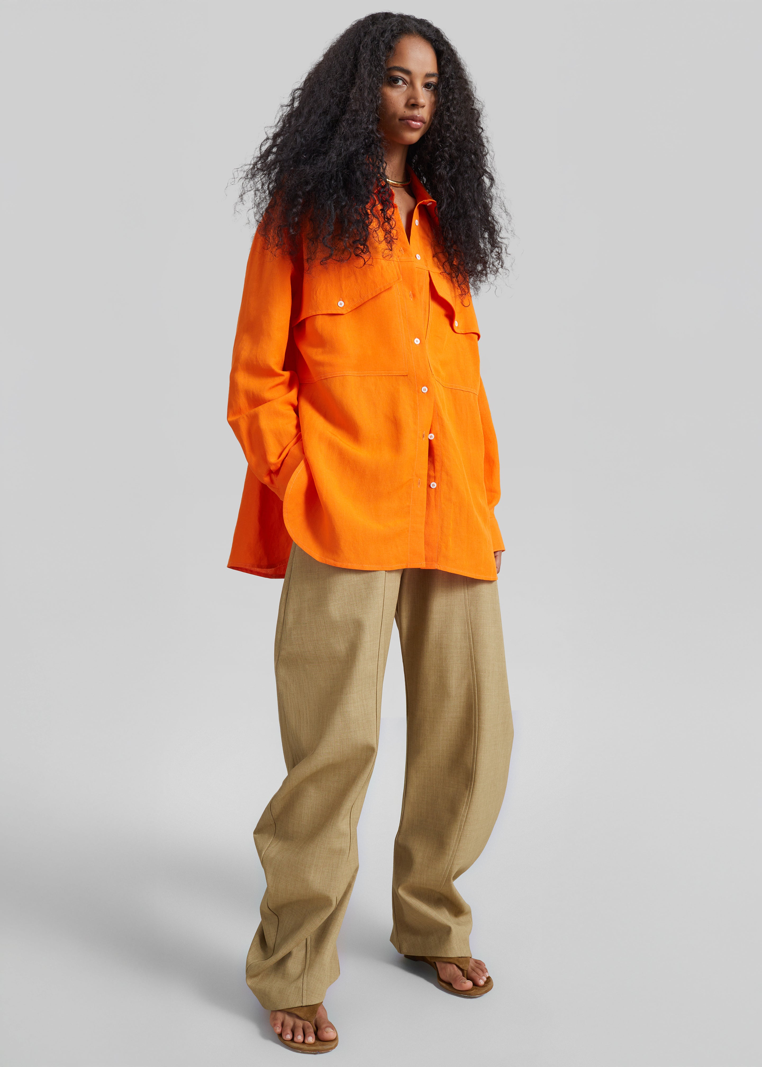 Keasden Barrel Leg Trousers - Camel