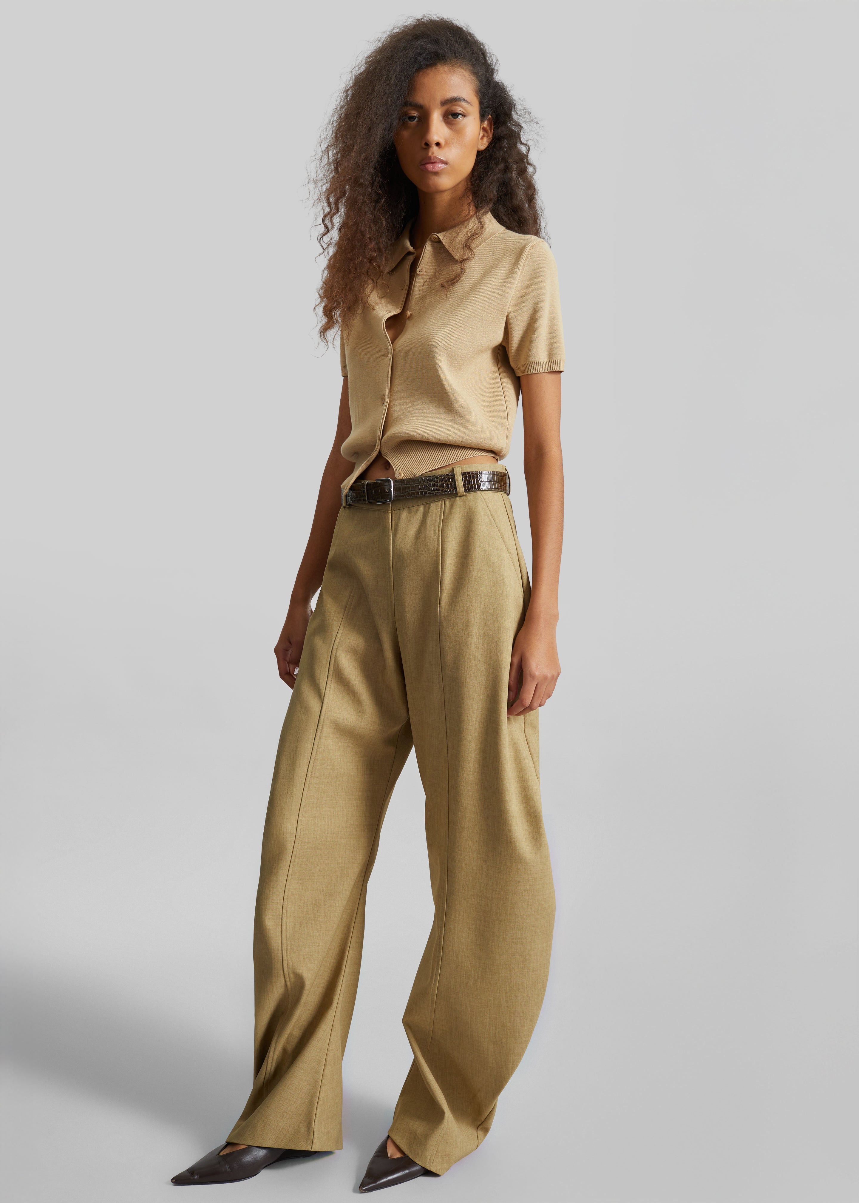 Keasden Barrel Leg Trousers - Camel