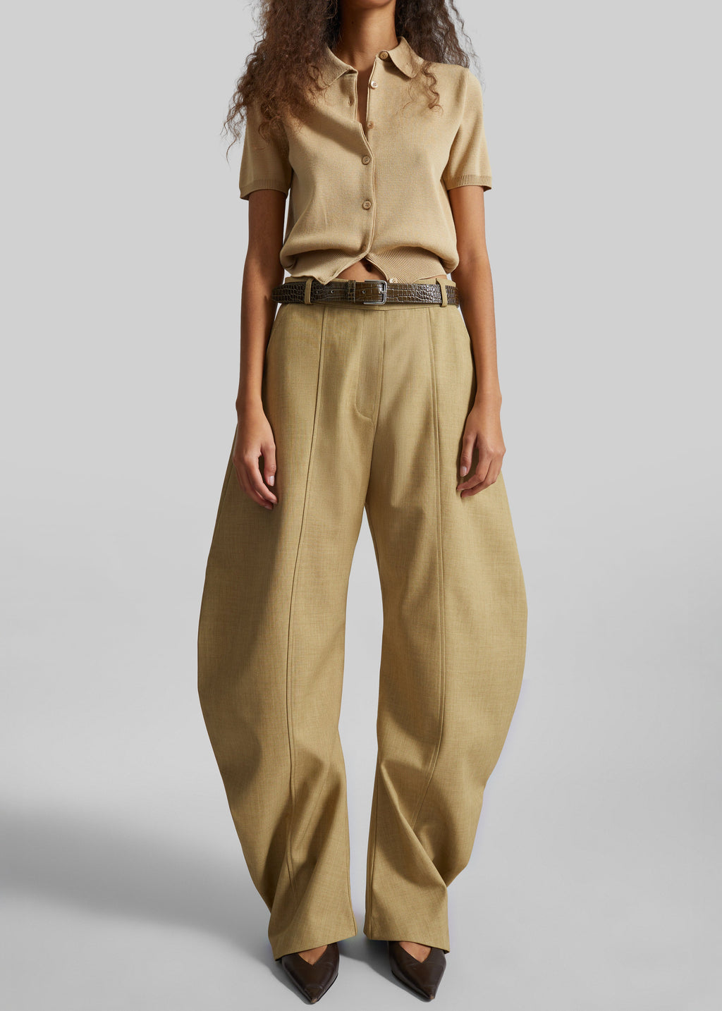 Keasden Barrel Leg Trousers - Camel
