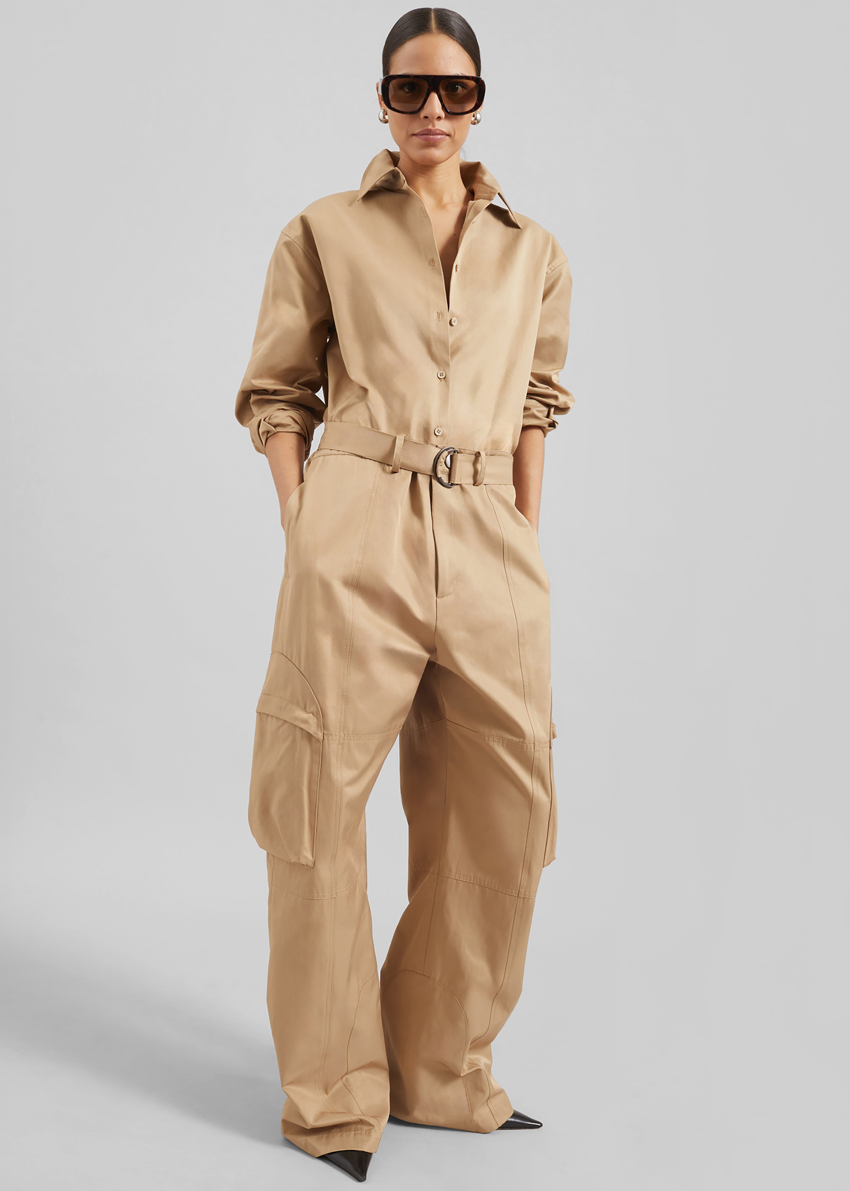 Kelly Cotton Cargo Pants - Camel