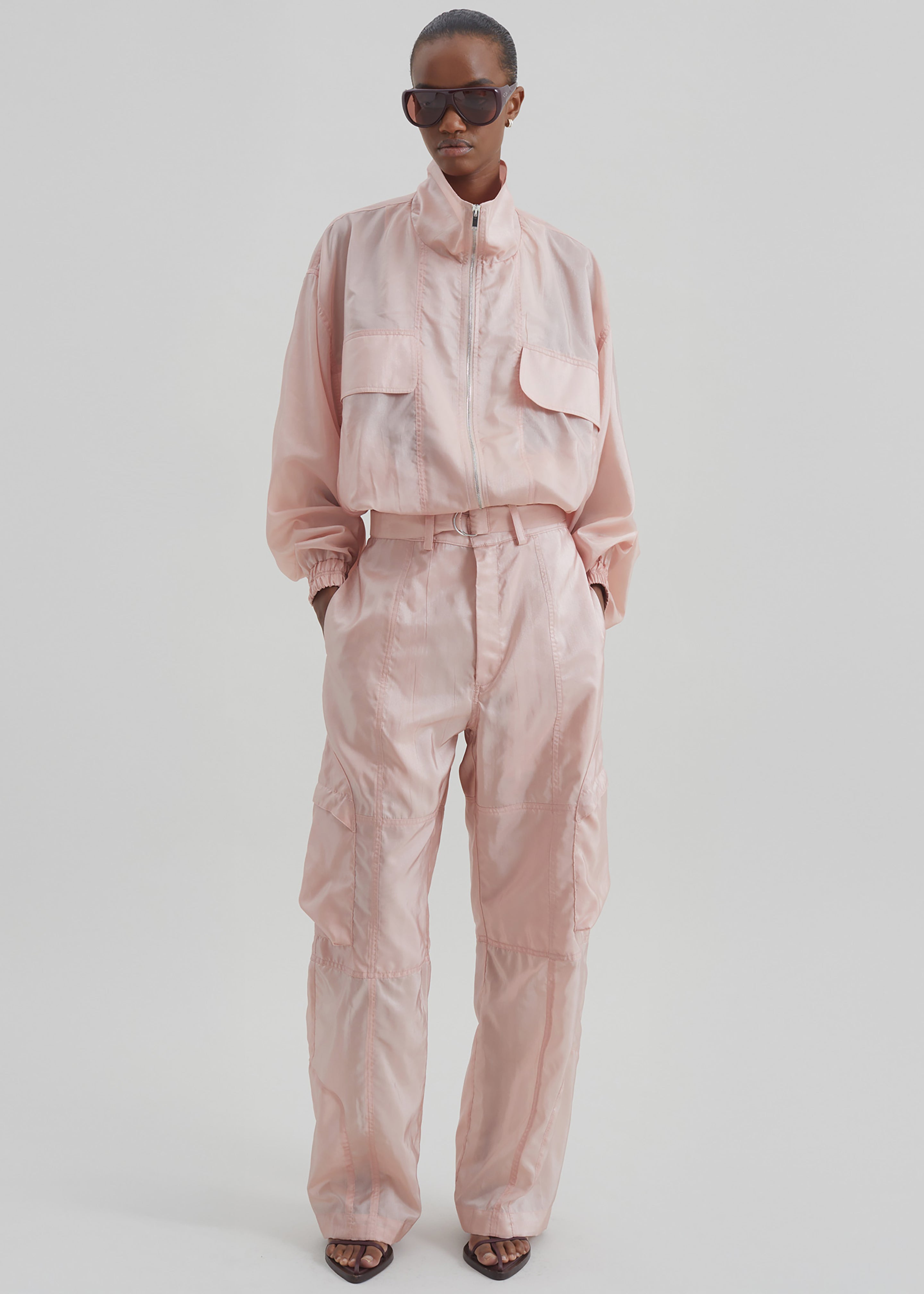 Kelly Sheer Cargo Pants - Pink
