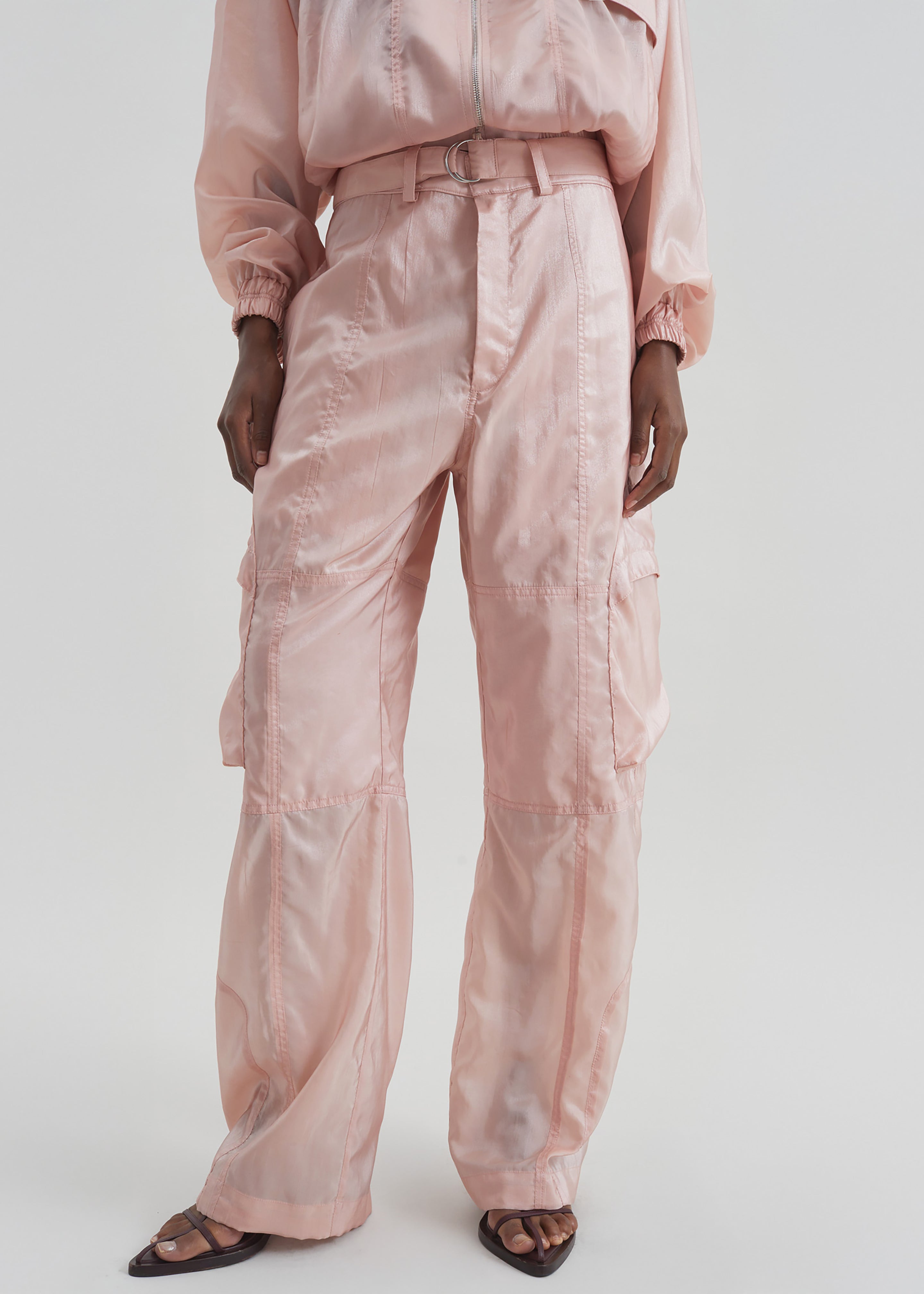 Kelly Sheer Cargo Pants - Pink