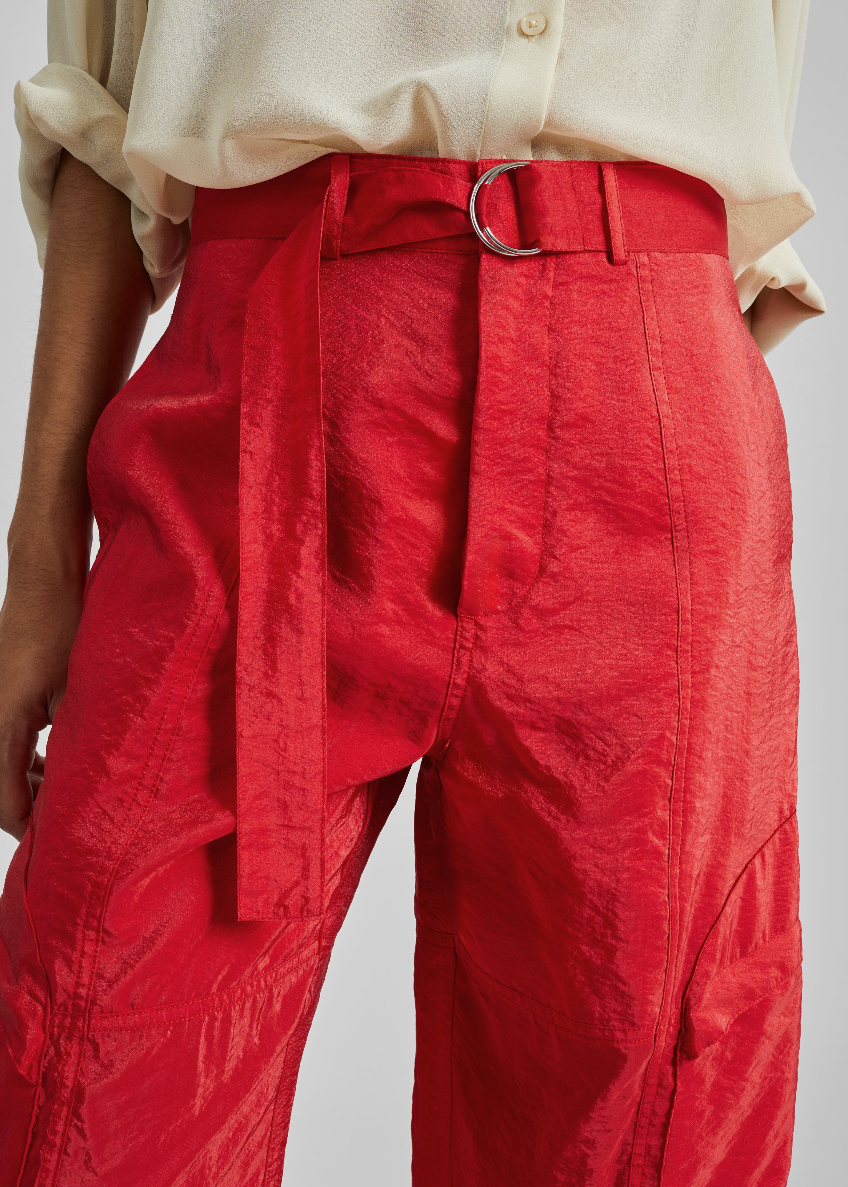 Kelly Sheer Cargo Pants - Red