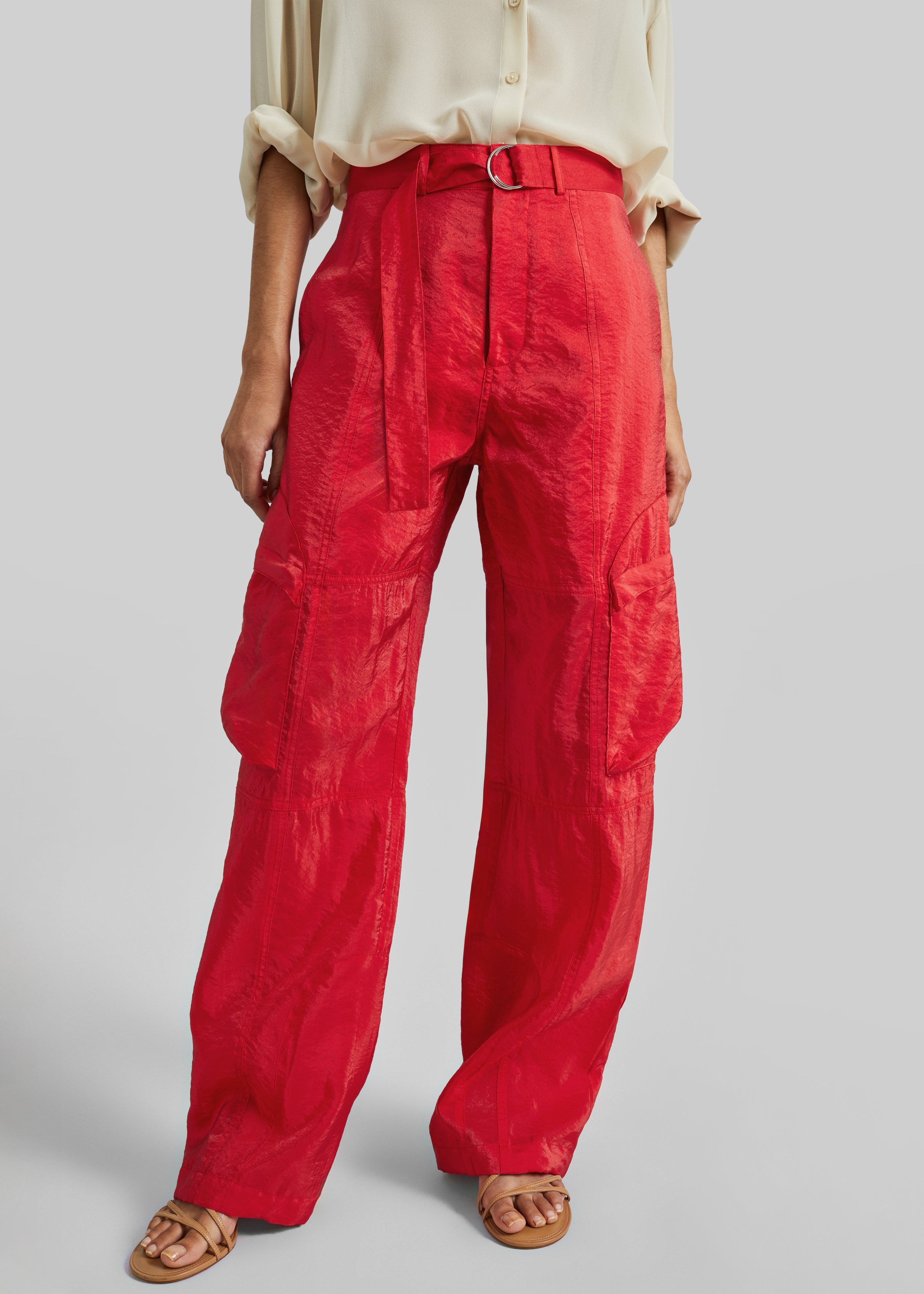 Kelly Sheer Cargo Pants - Red