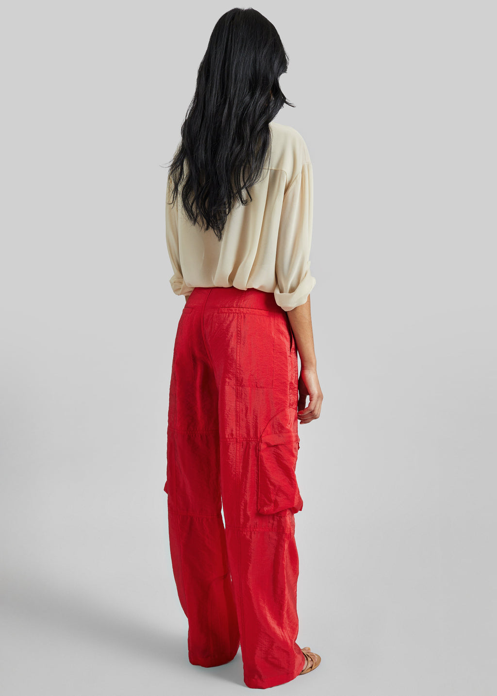 Kelly Sheer Cargo Pants - Red
