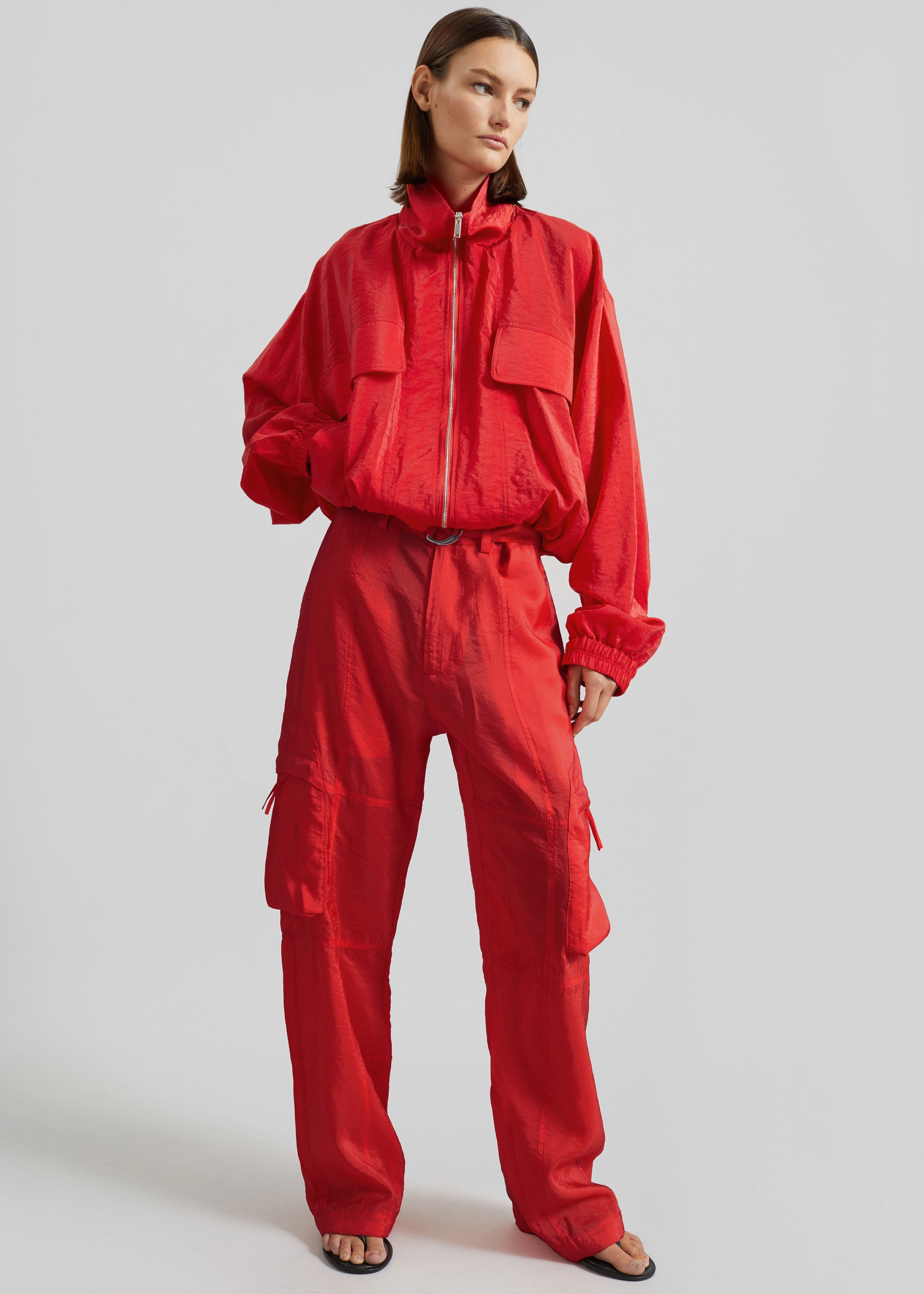 Kelly Sheer Cargo Pants - Red
