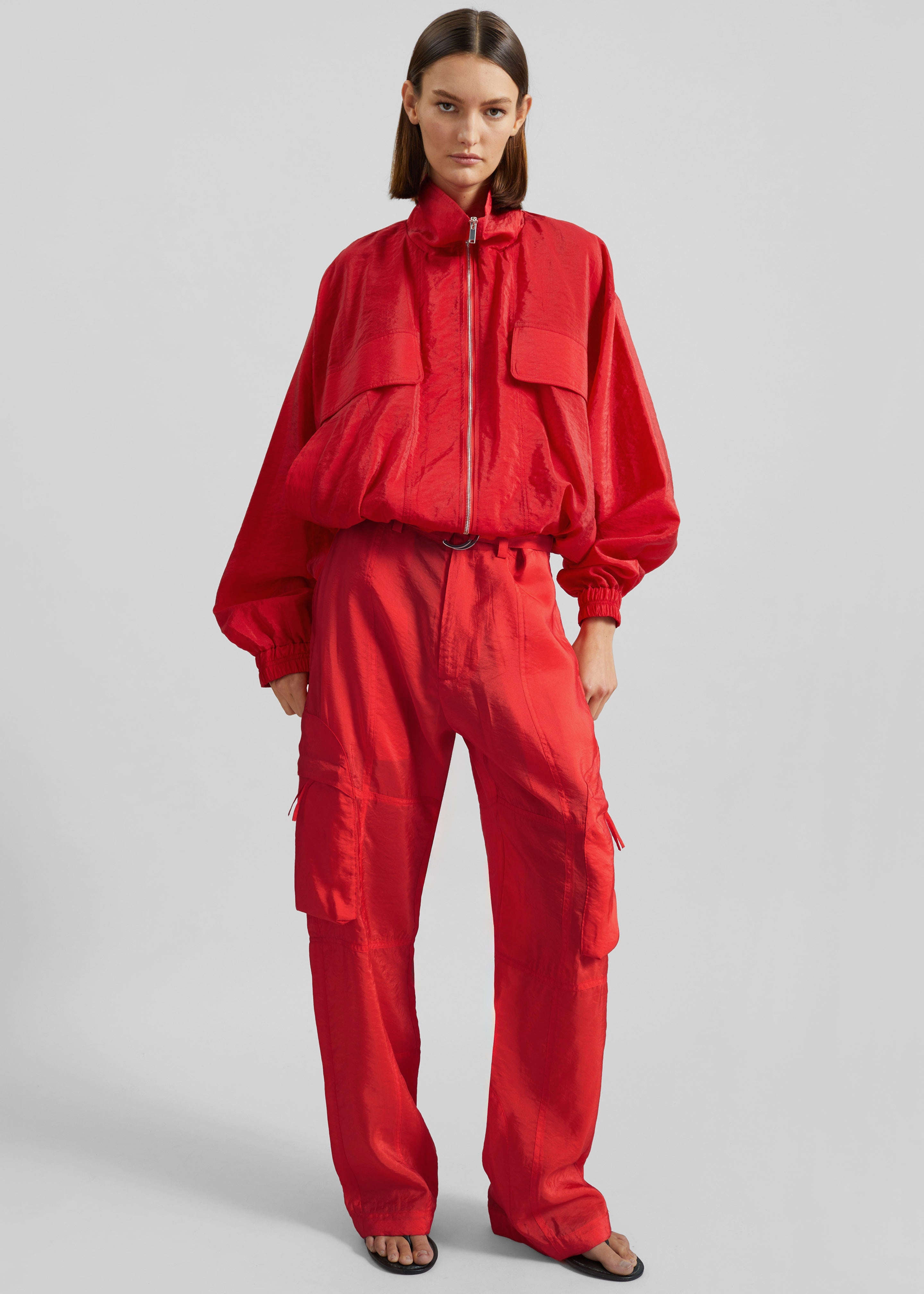 Kelly Sheer Cargo Pants - Red