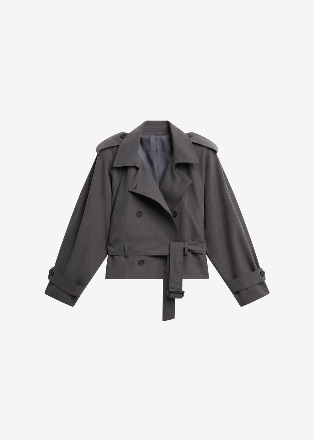 Kinsley Cropped Trench Jacket - Grey