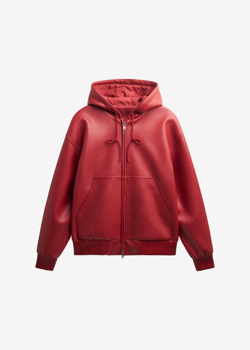 Kodai Faux Leather Bomber Jacket - Red