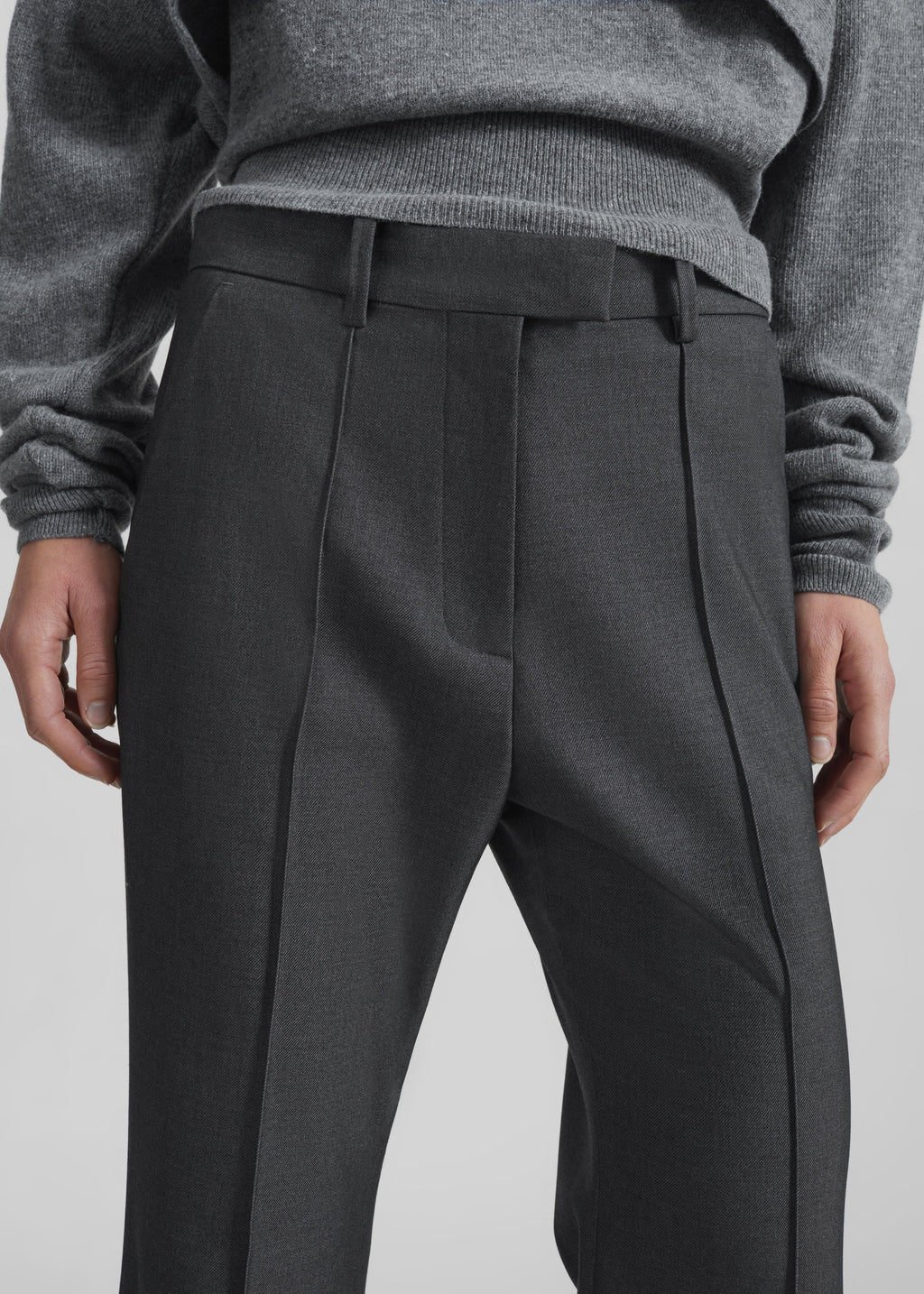 Kvale Pintuck Flared Trousers - Dark Grey