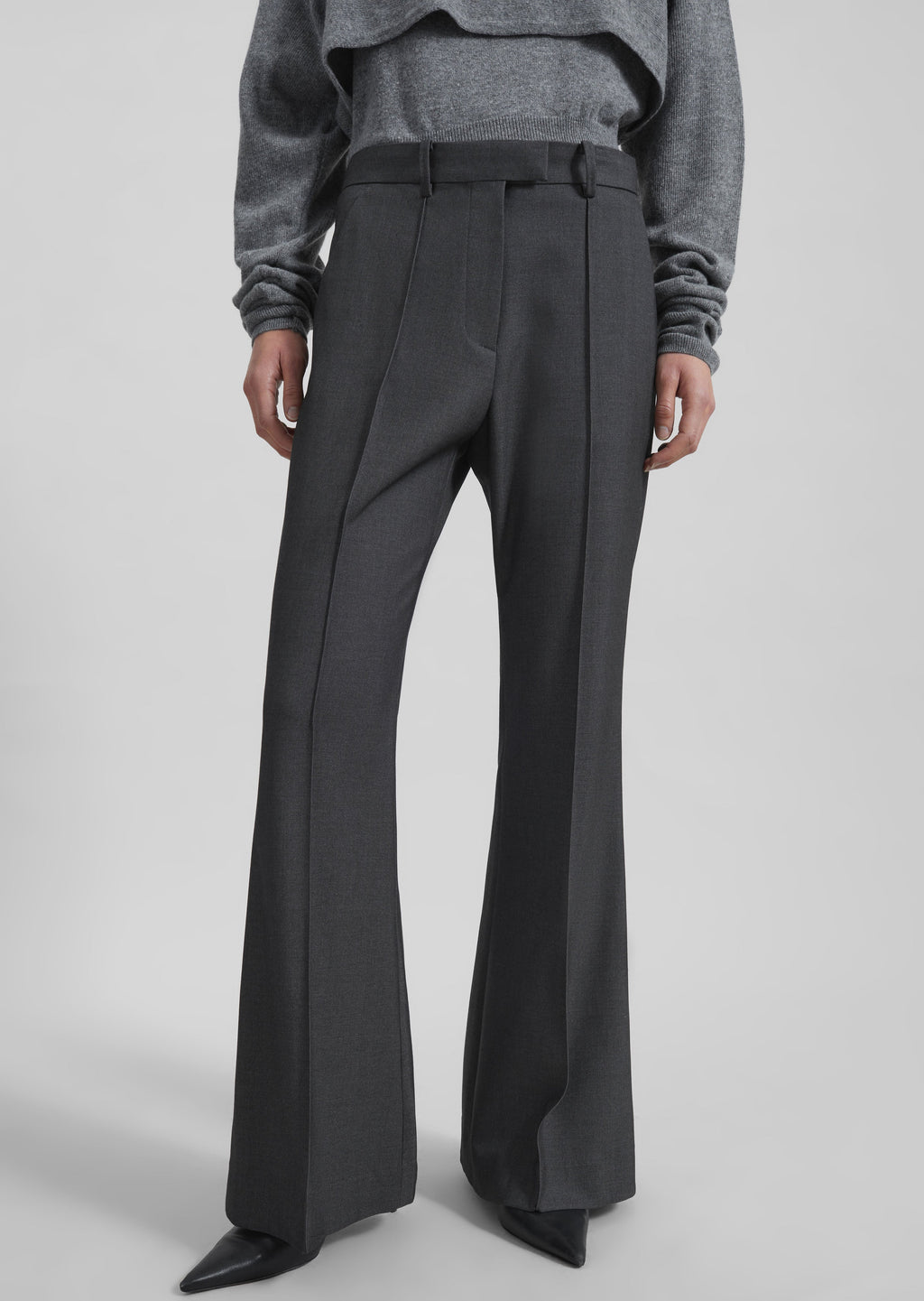 Kvale Pintuck Flared Trousers - Dark Grey