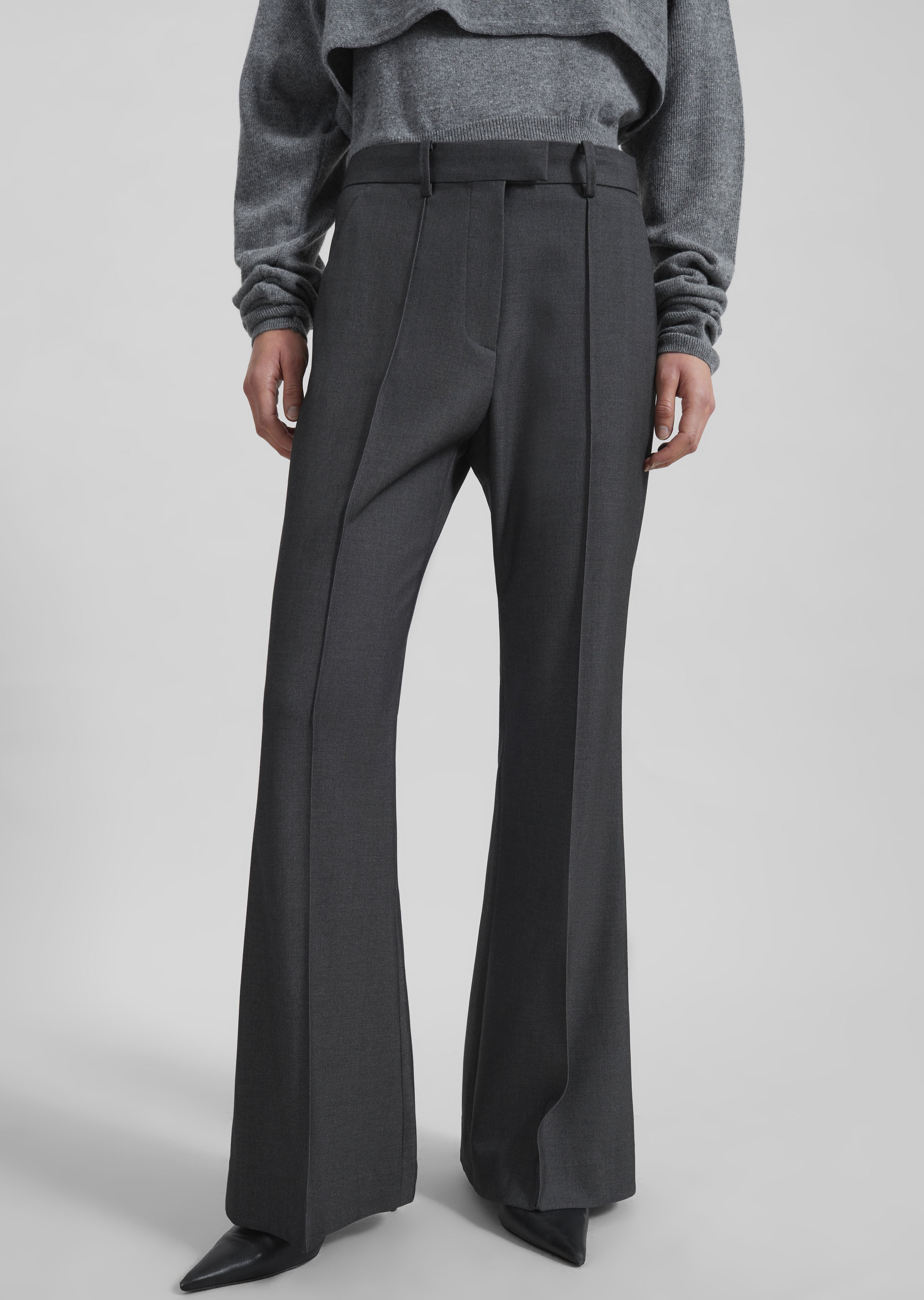 Kvale Pintuck Flared Trousers - Dark Grey