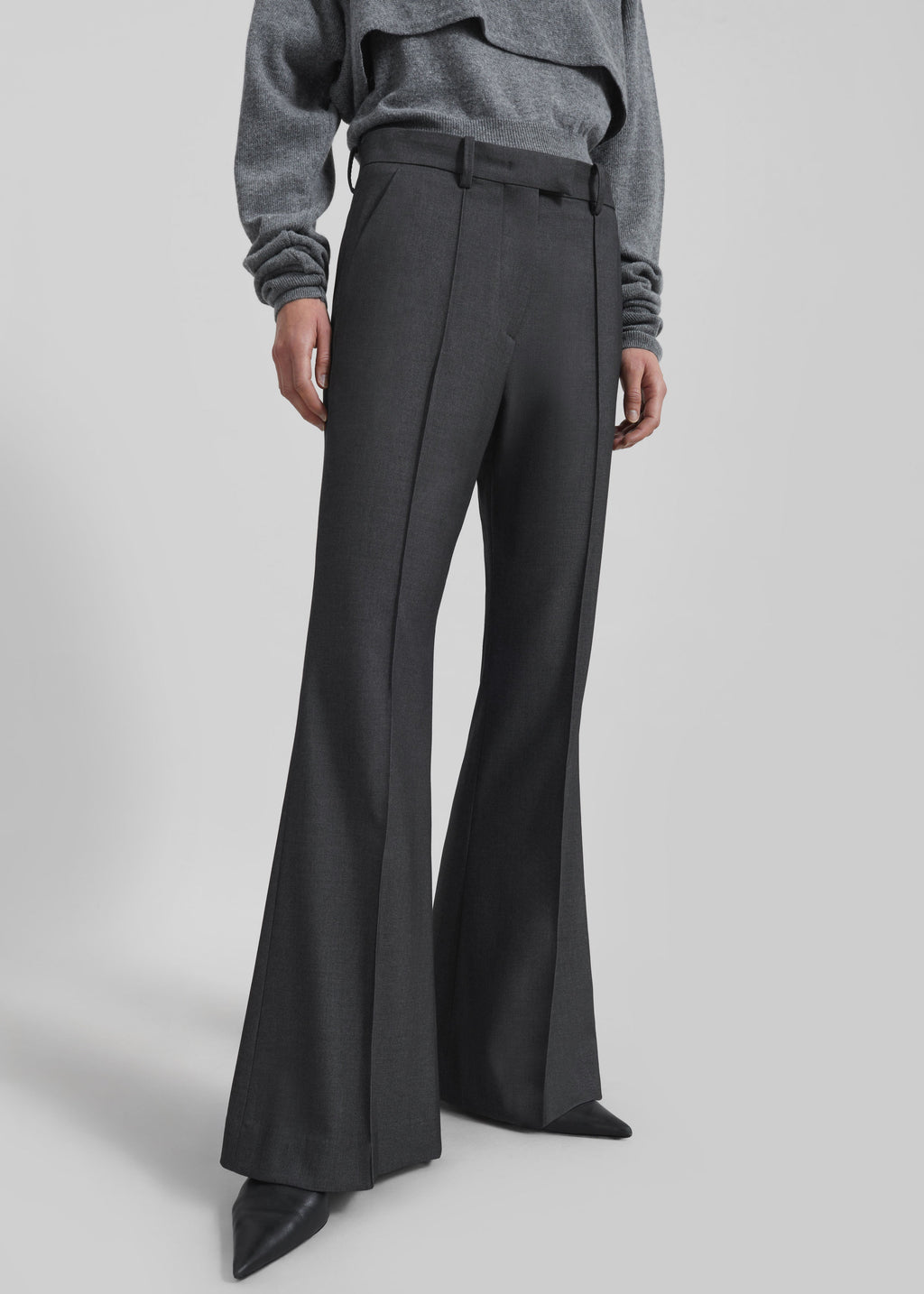 Kvale Pintuck Flared Trousers - Dark Grey