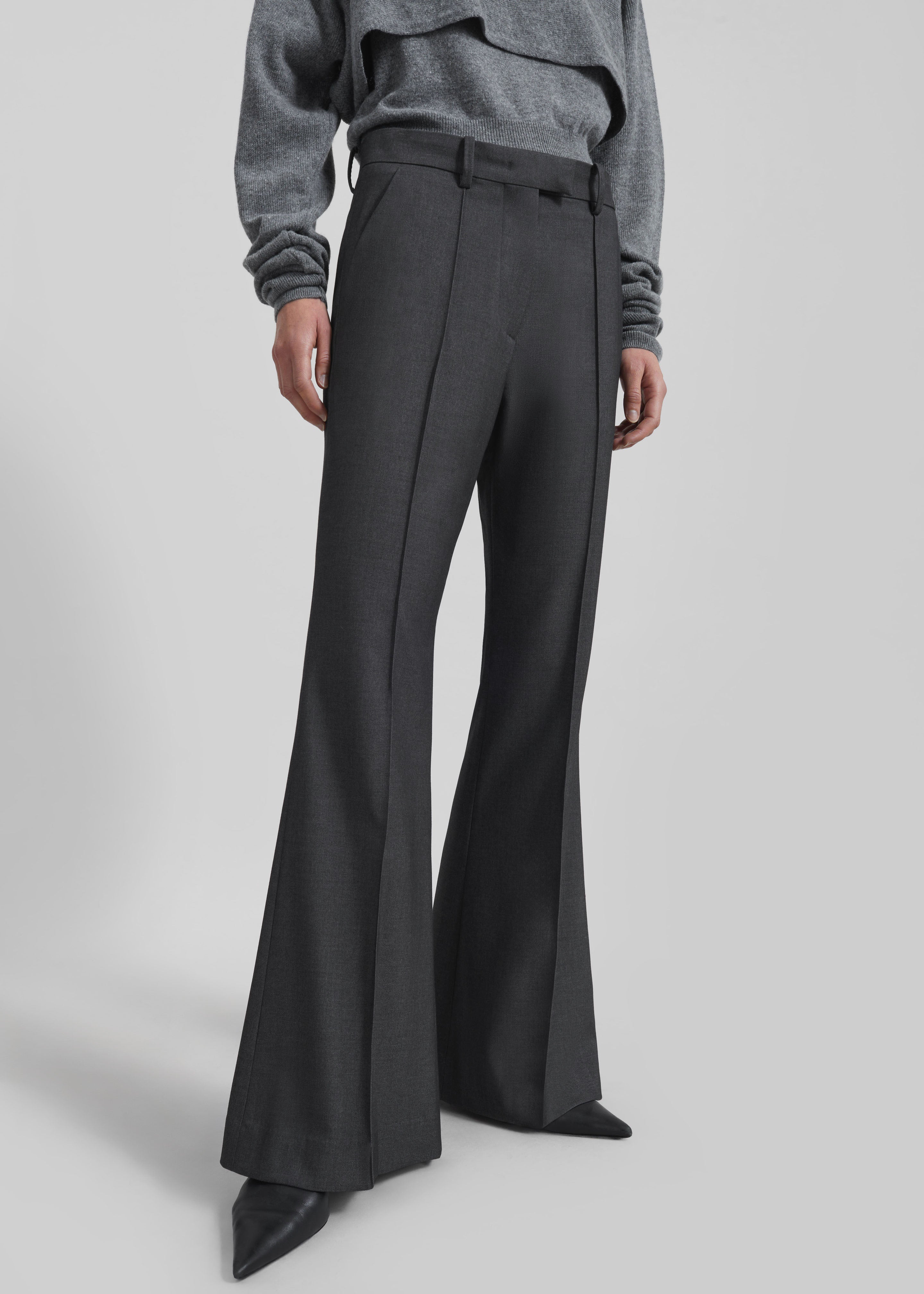 Kvale Pintuck Flared Trousers - Dark Grey