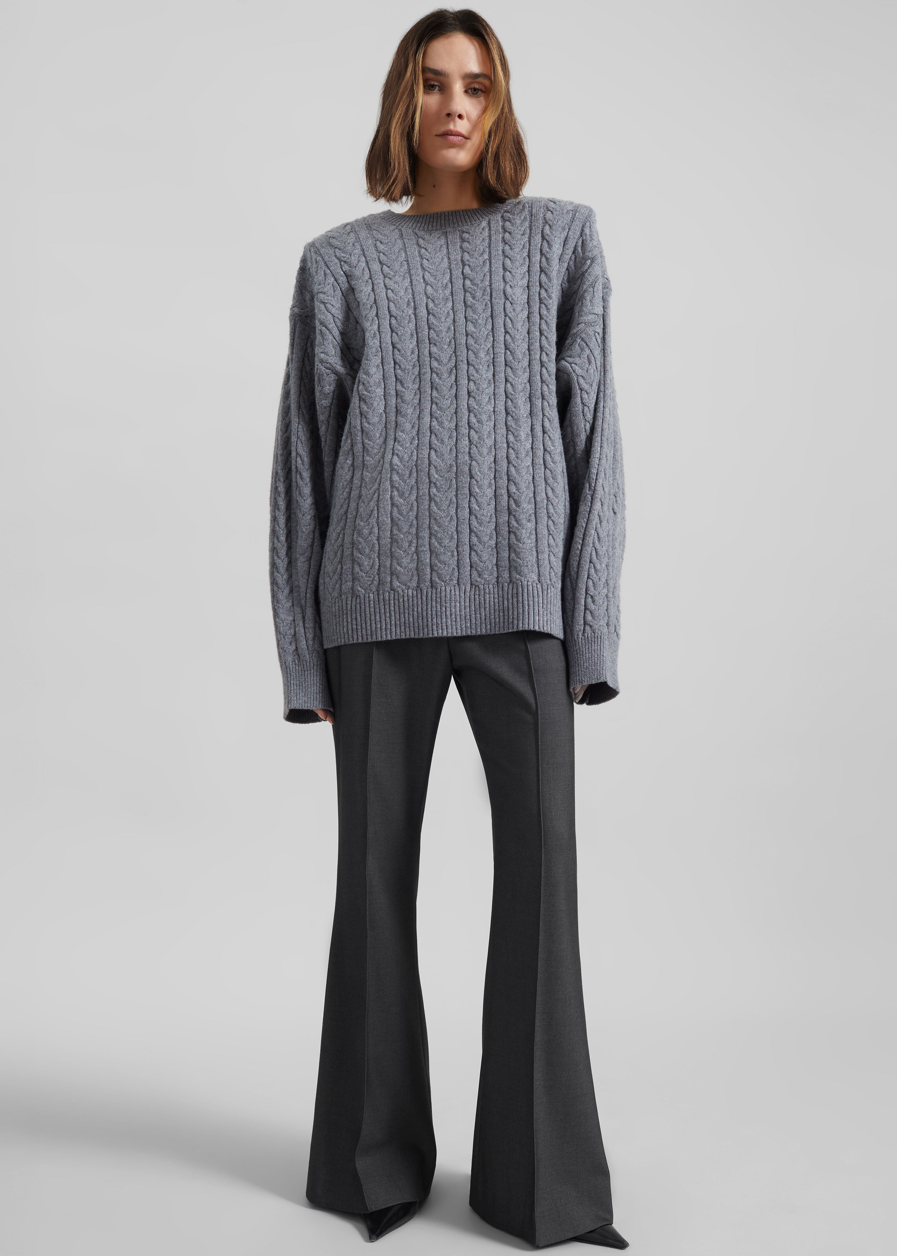 Kvale Pintuck Flared Trousers - Dark Grey