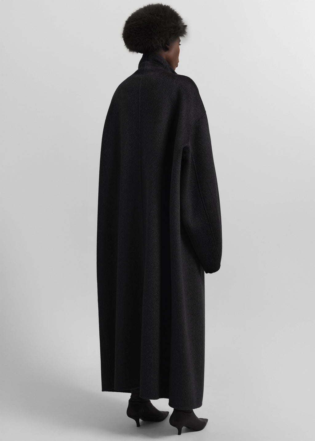 Leroy Funnel Neck Wool Coat - Black