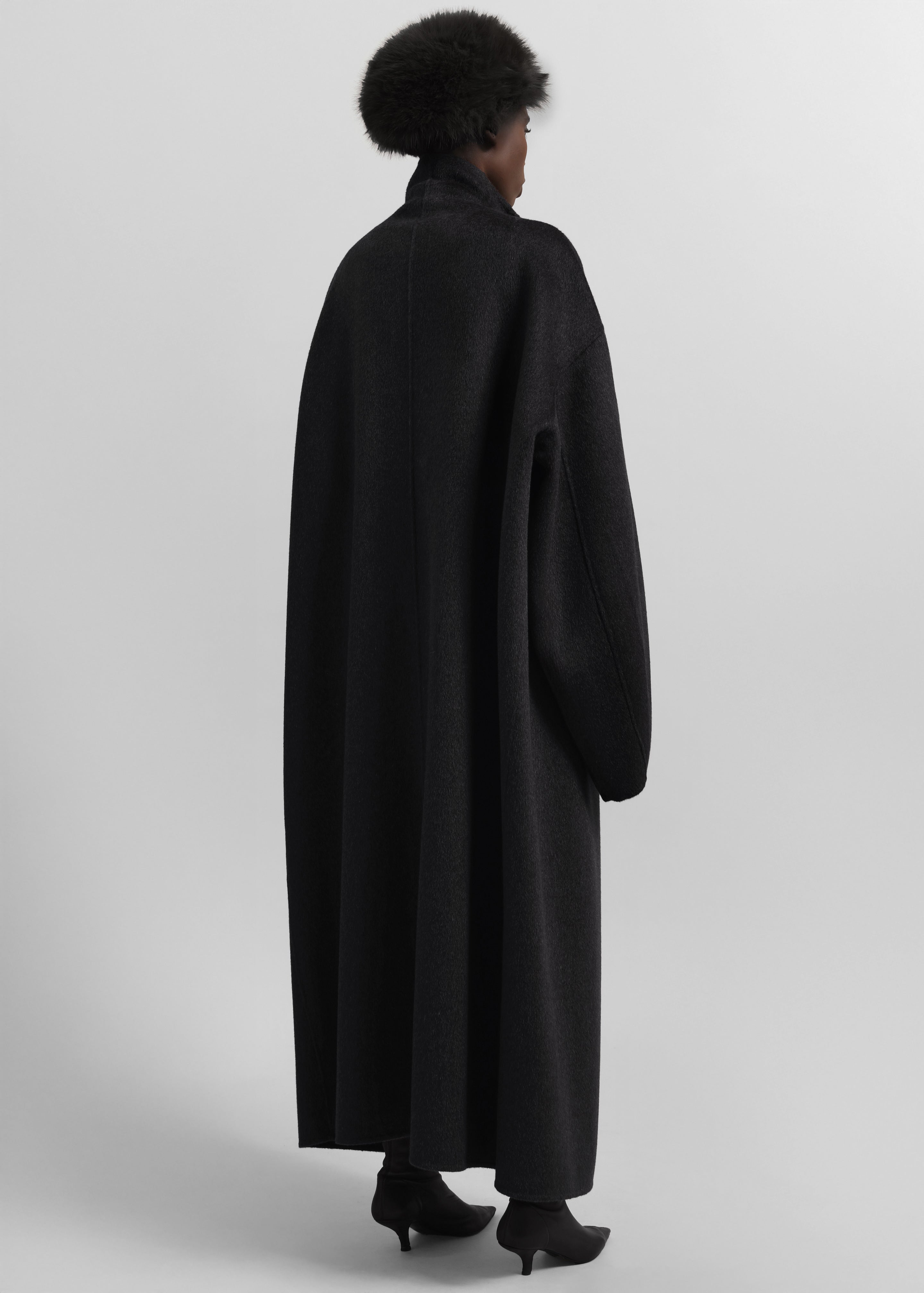 Leroy Funnel Neck Wool Coat - Black