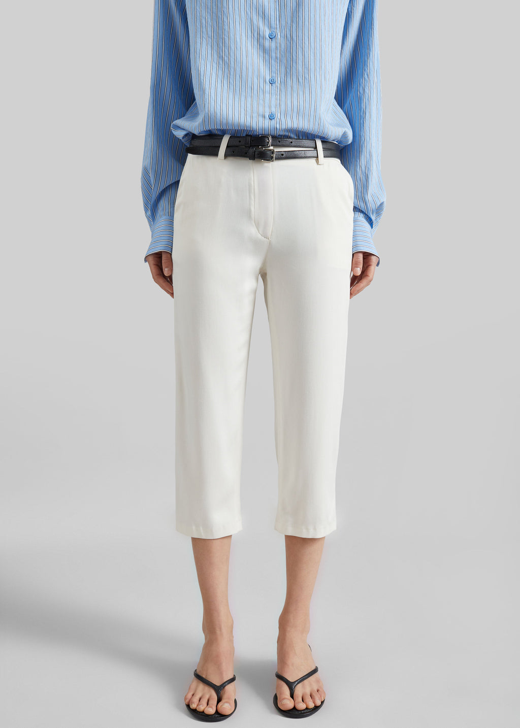 Lior Fluid Capri Pants - Ivory