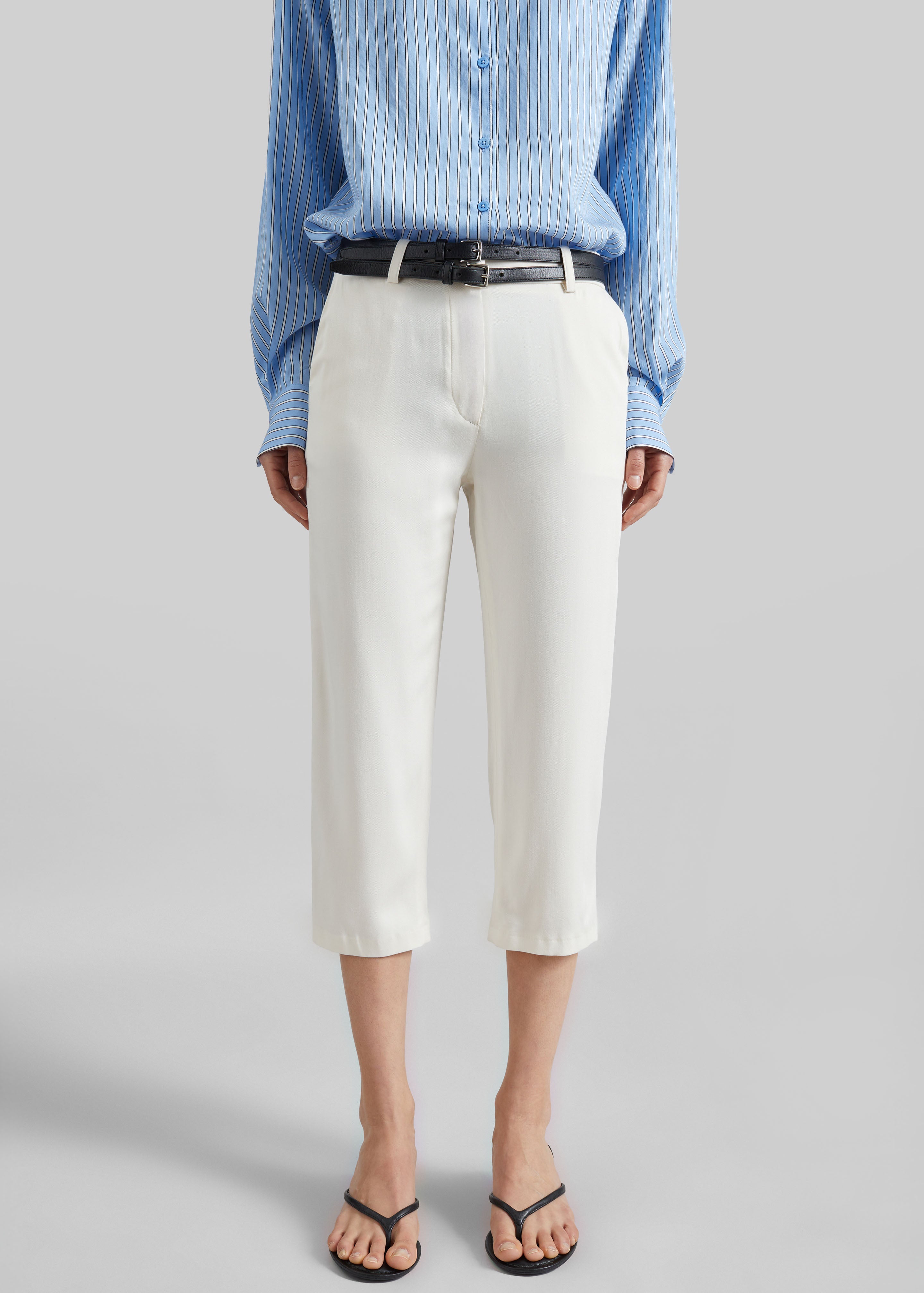 Lior Fluid Capri Pants - Ivory