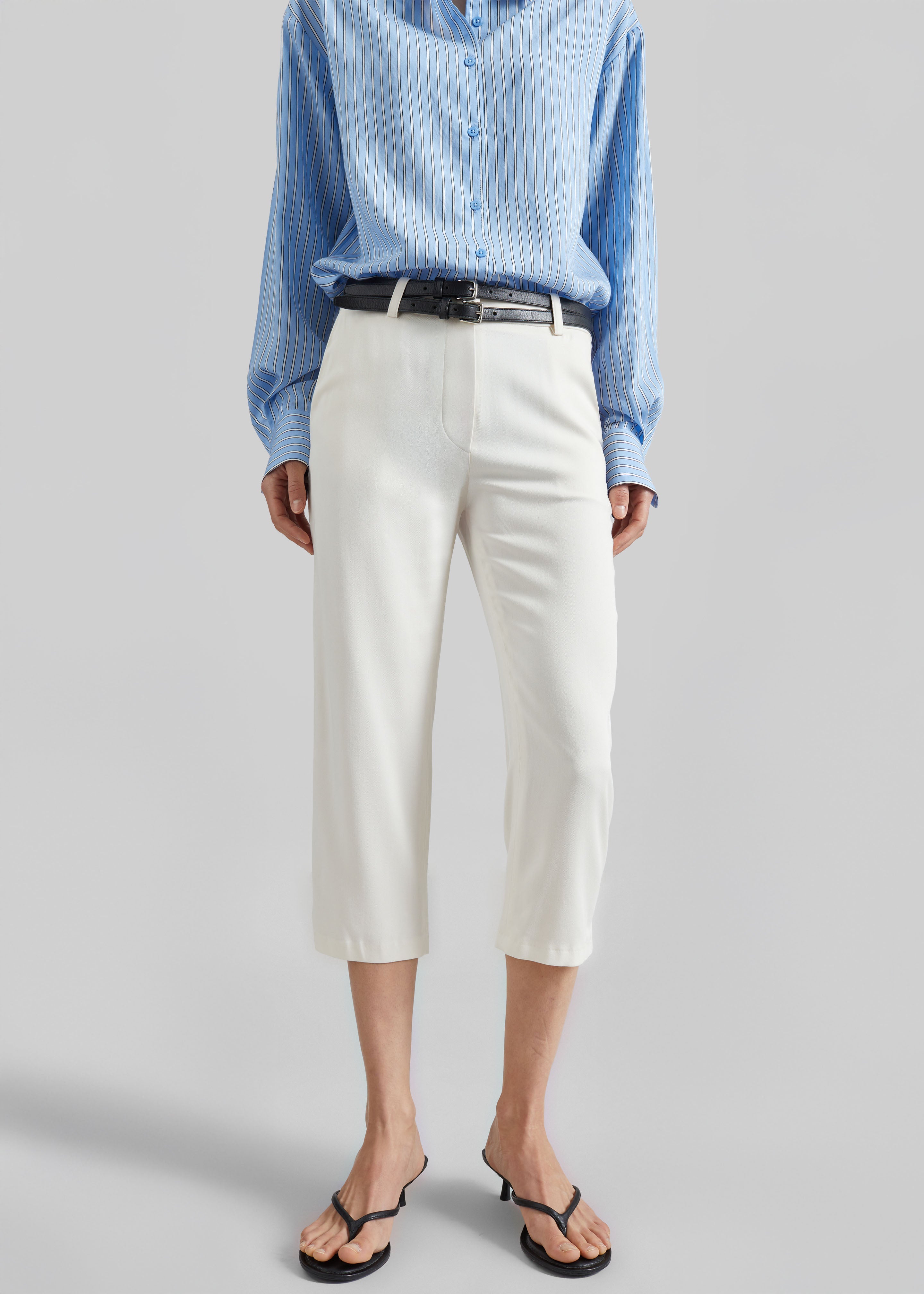 Lior Fluid Capri Pants - Ivory