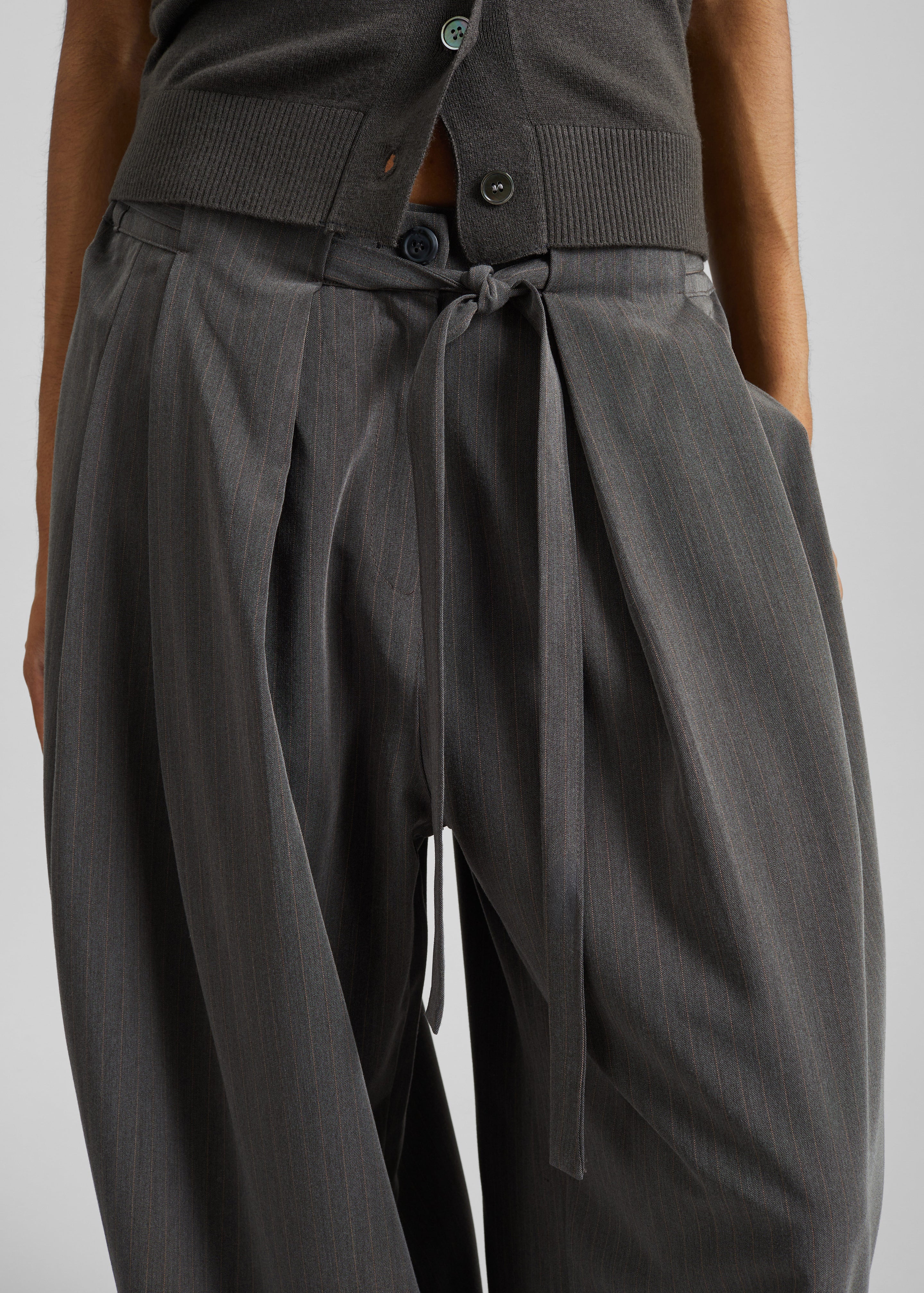Loire Curved Pants - Charcoal Pinstripe