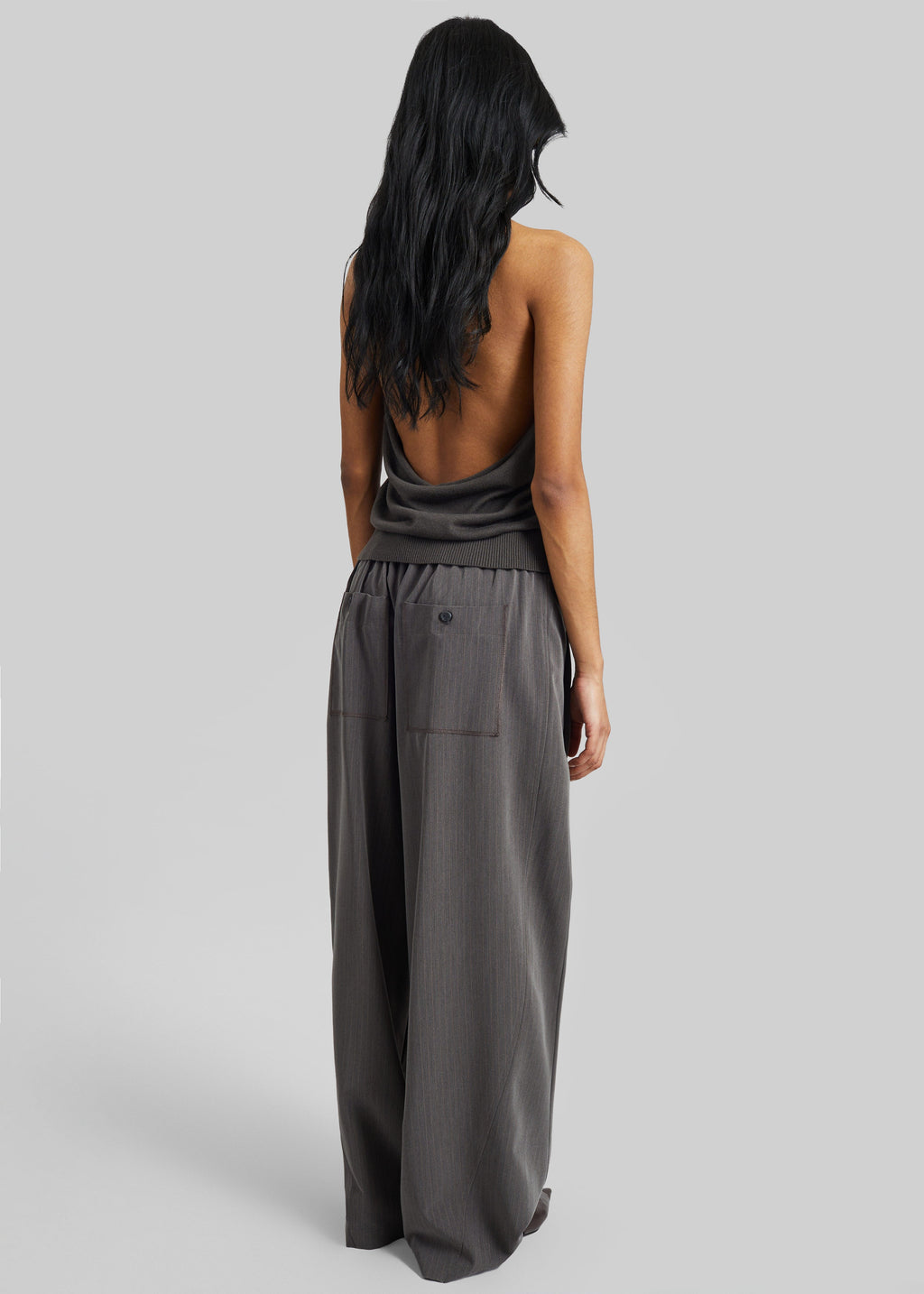 Loire Curved Pants - Charcoal Pinstripe