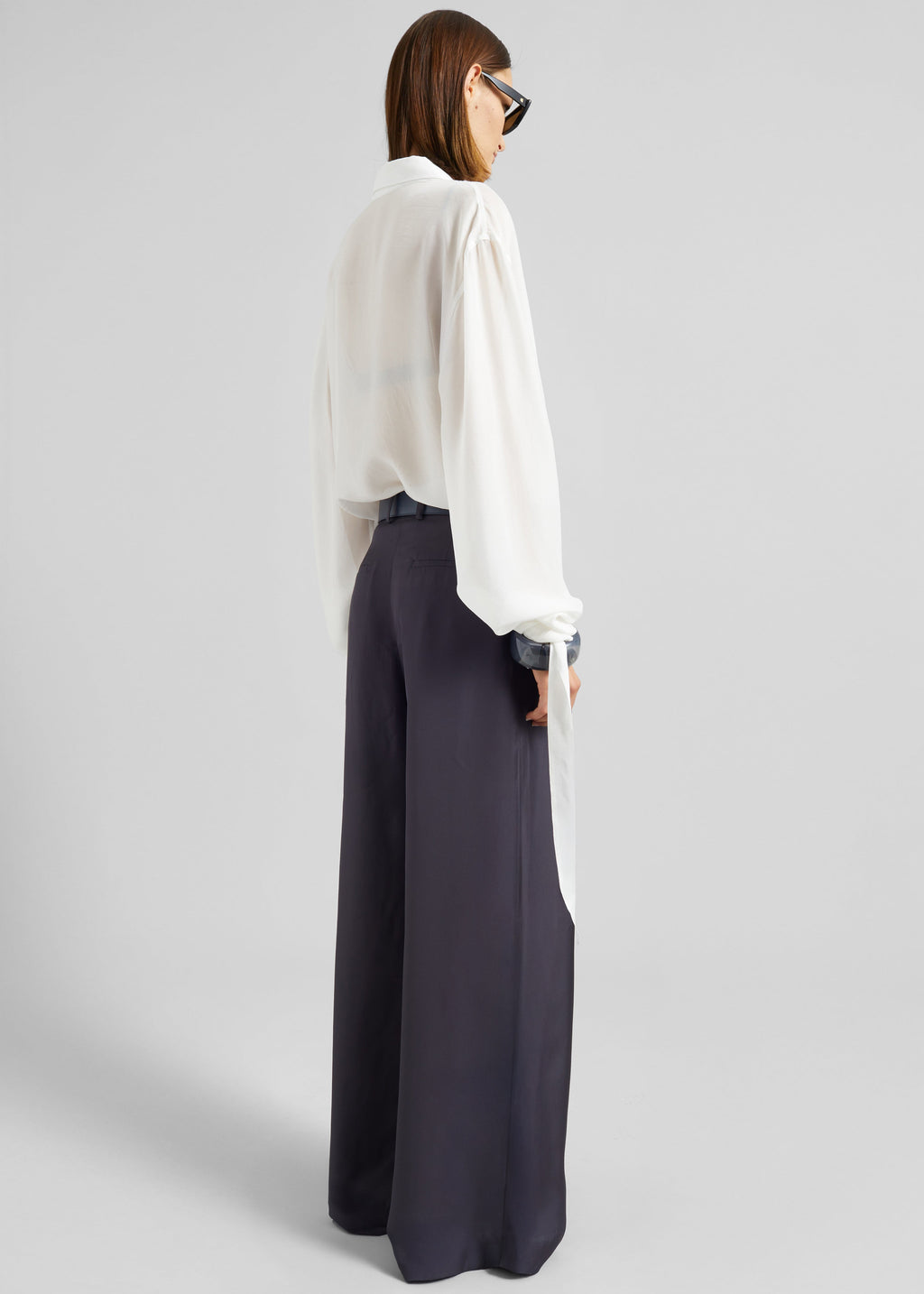 Marfa Pleated Silk Trousers - Storm Grey
