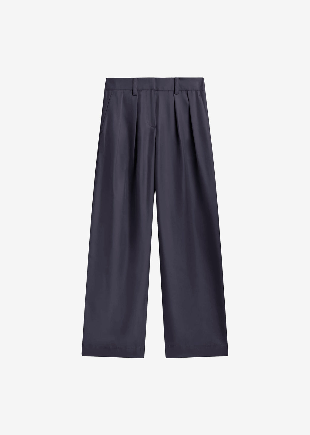 Marfa Pleated Silk Trousers - Storm Grey