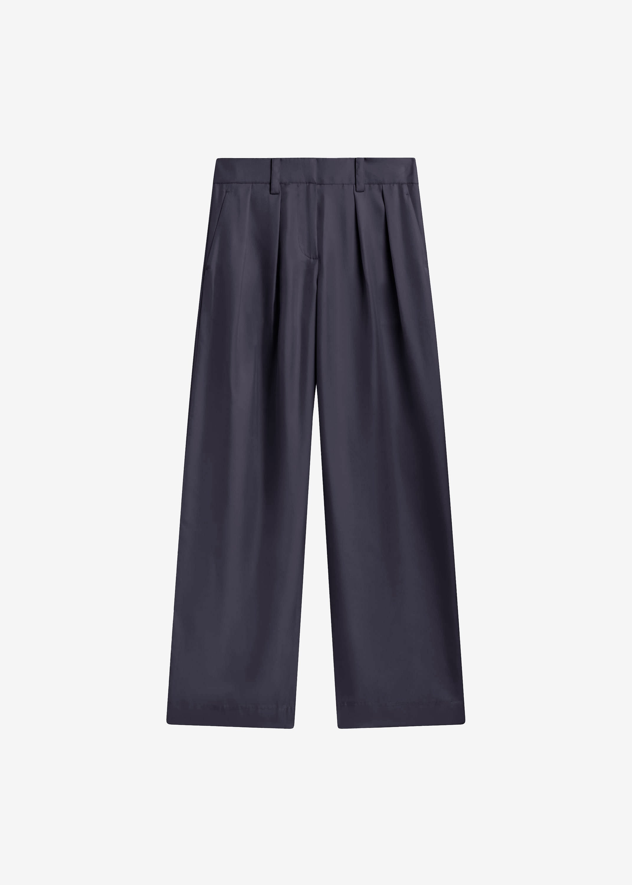 Marfa Pleated Silk Trousers - Storm Grey