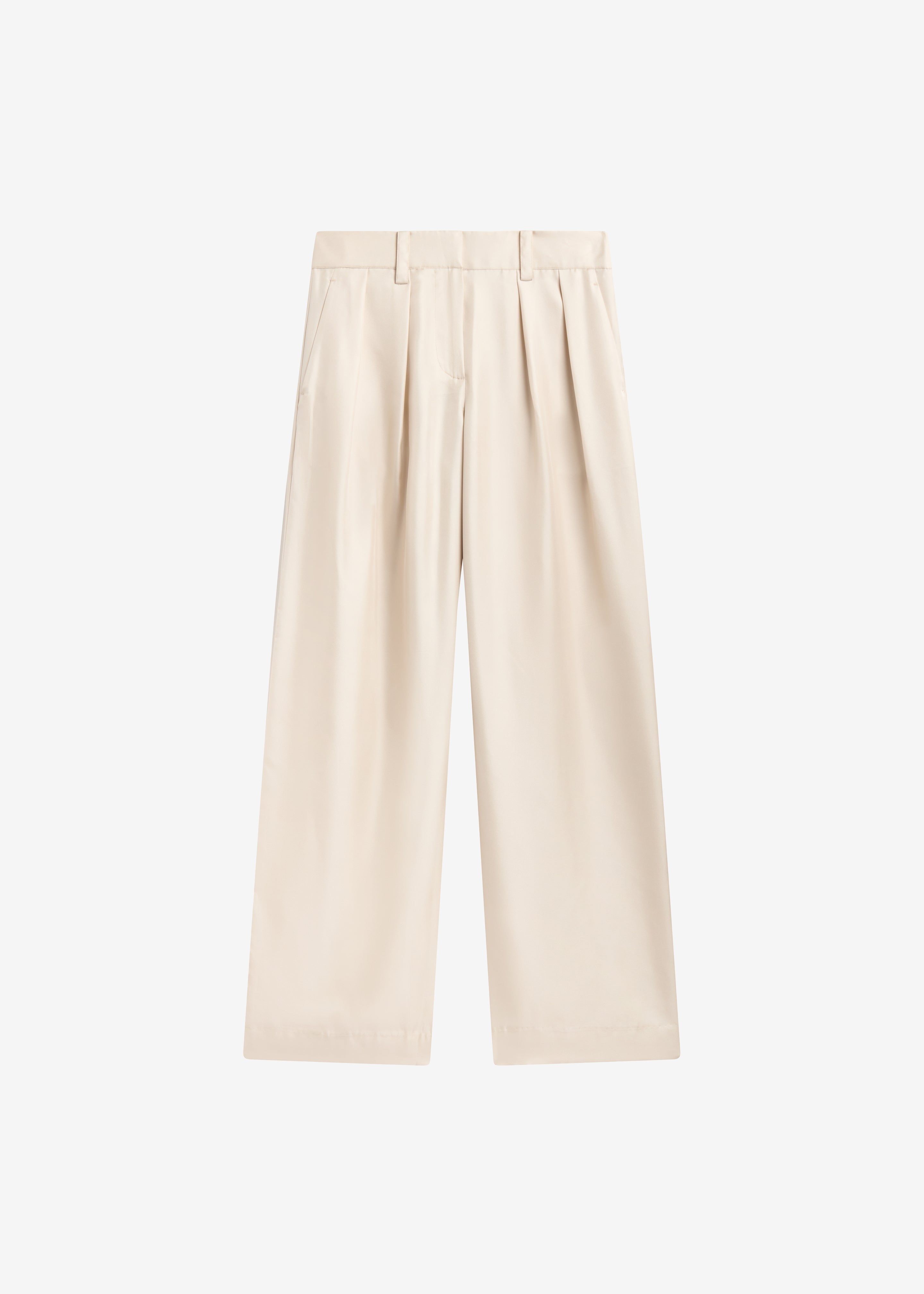 Marfa Pleated Silk Trousers - Ivory