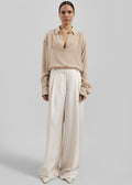 Marfa Pleated Silk Trousers - Ivory