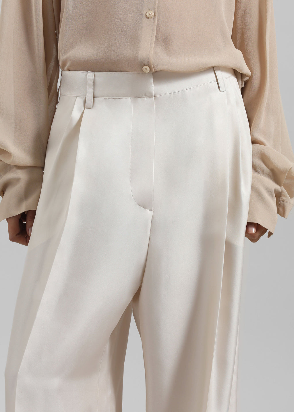 Marfa Pleated Silk Trousers - Ivory