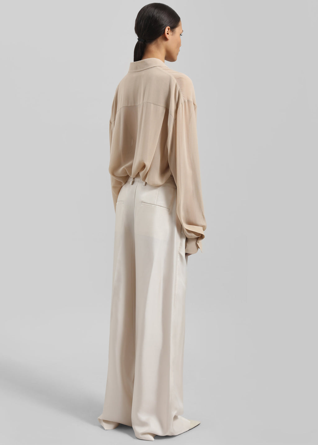 Marfa Pleated Silk Trousers - Ivory