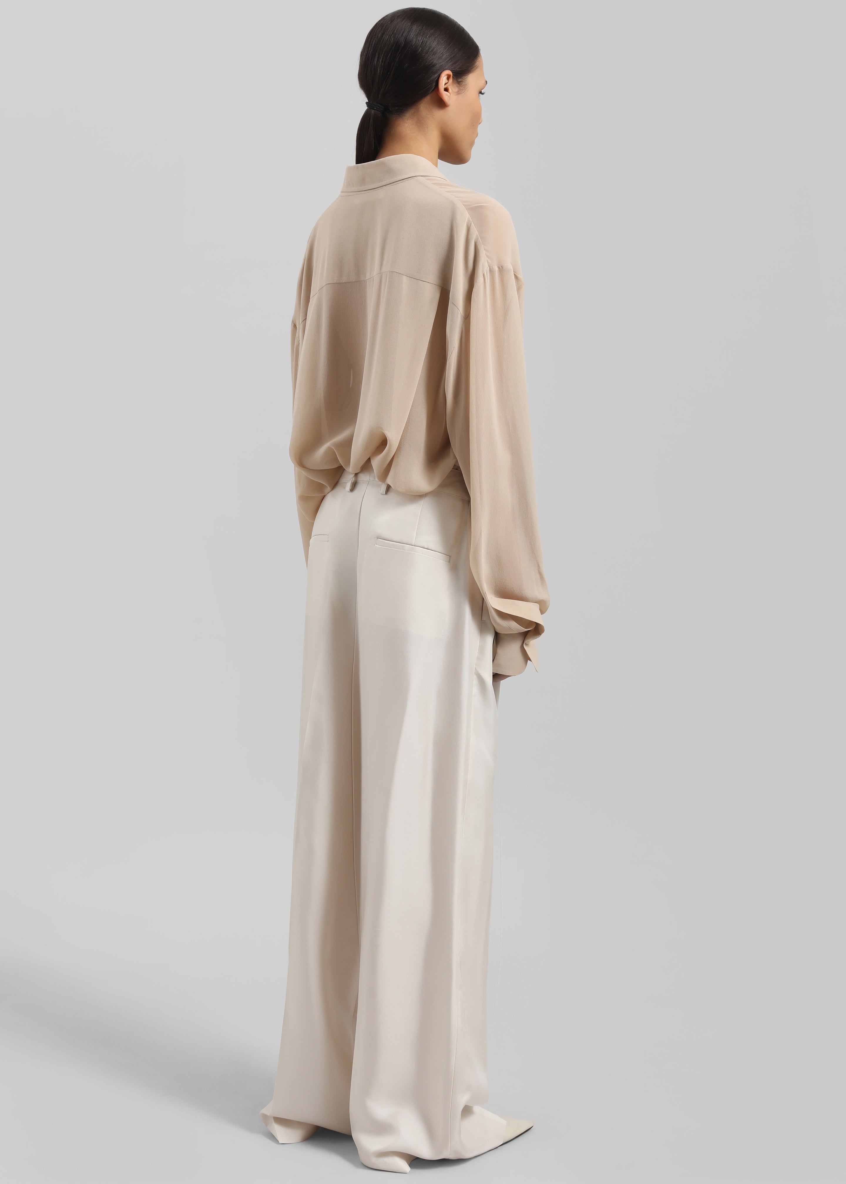 Marfa Pleated Silk Trousers - Ivory