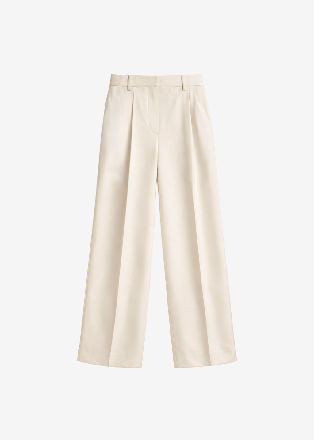 Marfa Pleated Silk Trousers - Light Beige