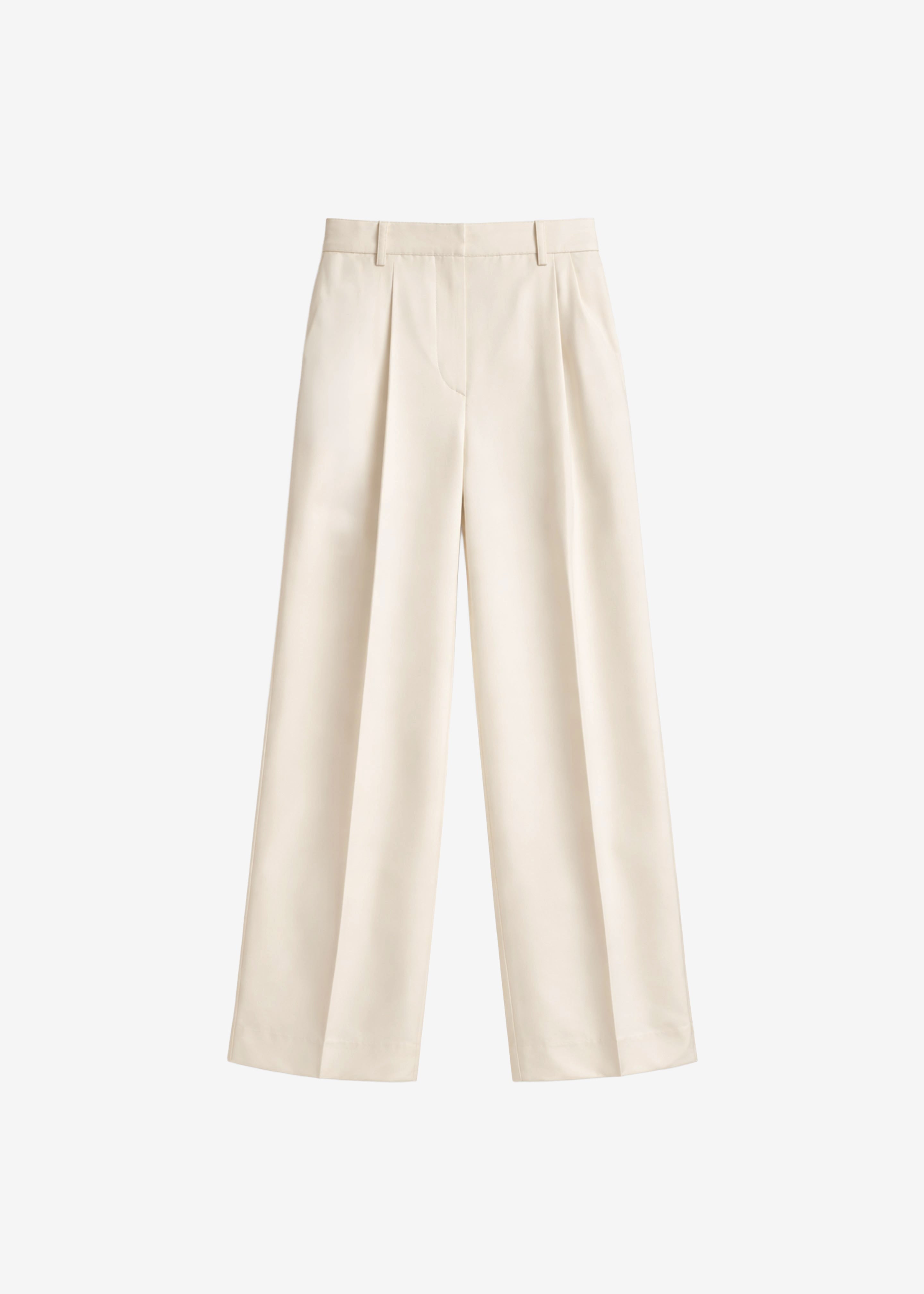 Marfa Pleated Silk Trousers - Light Beige